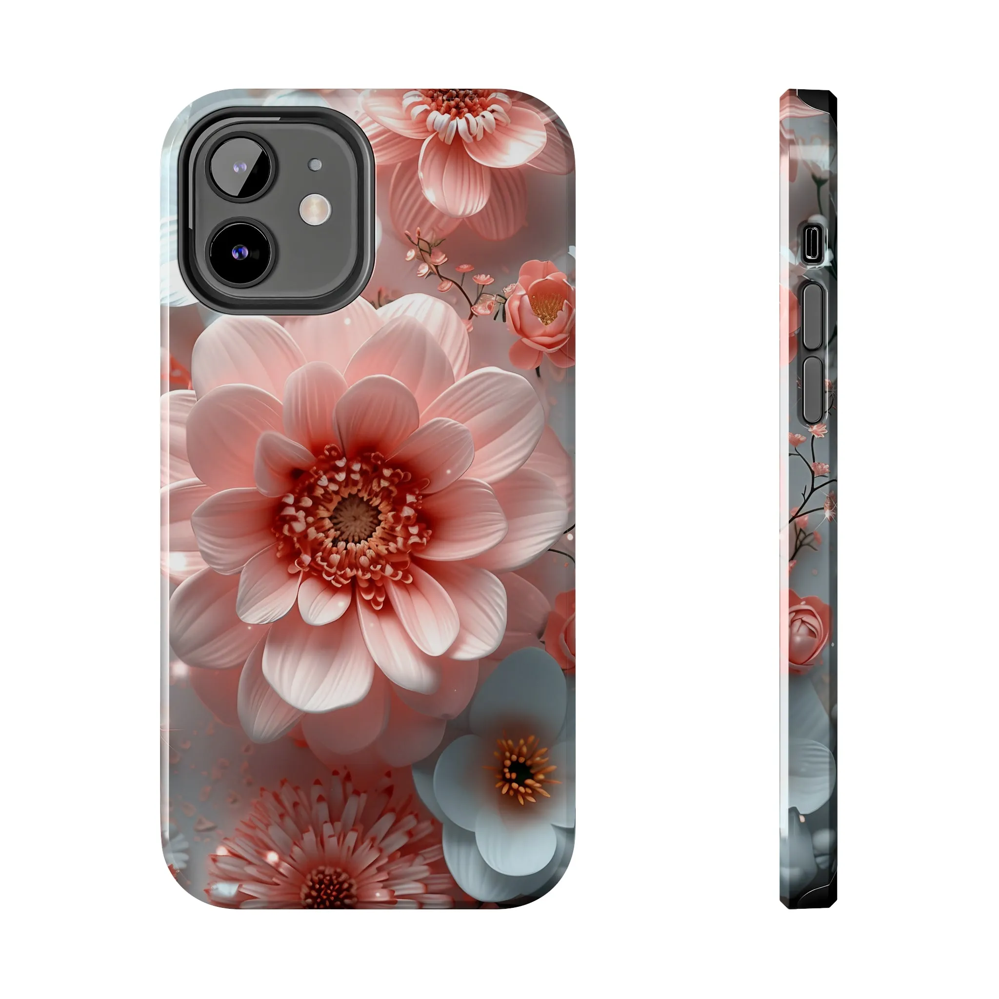 Beautiful 3D Pink & White Floral Design Tough Phone Case.