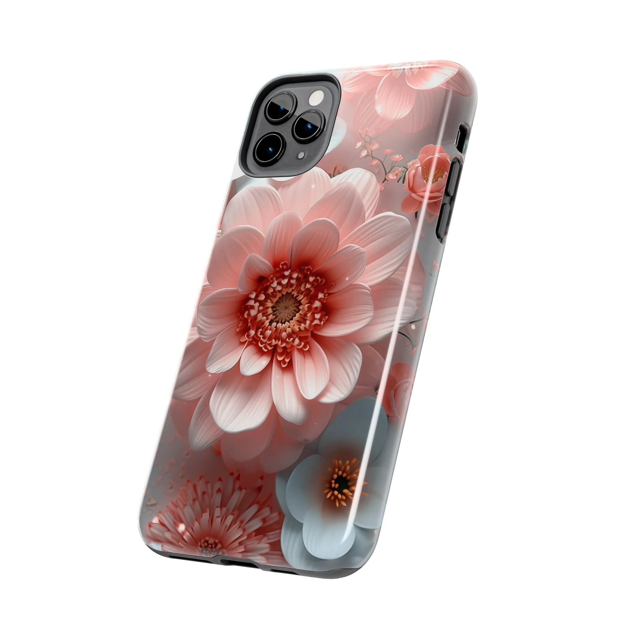 Beautiful 3D Pink & White Floral Design Tough Phone Case.