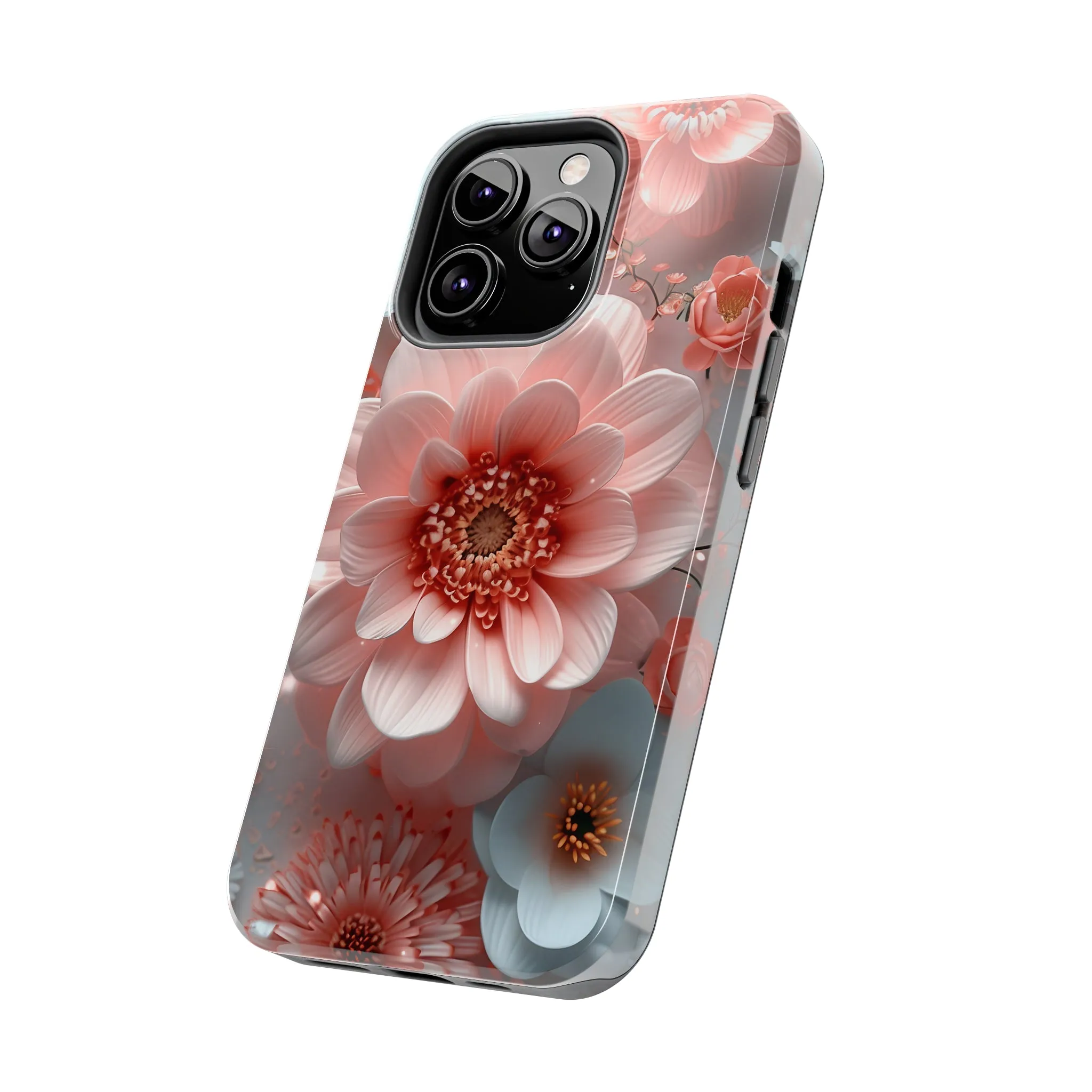 Beautiful 3D Pink & White Floral Design Tough Phone Case.