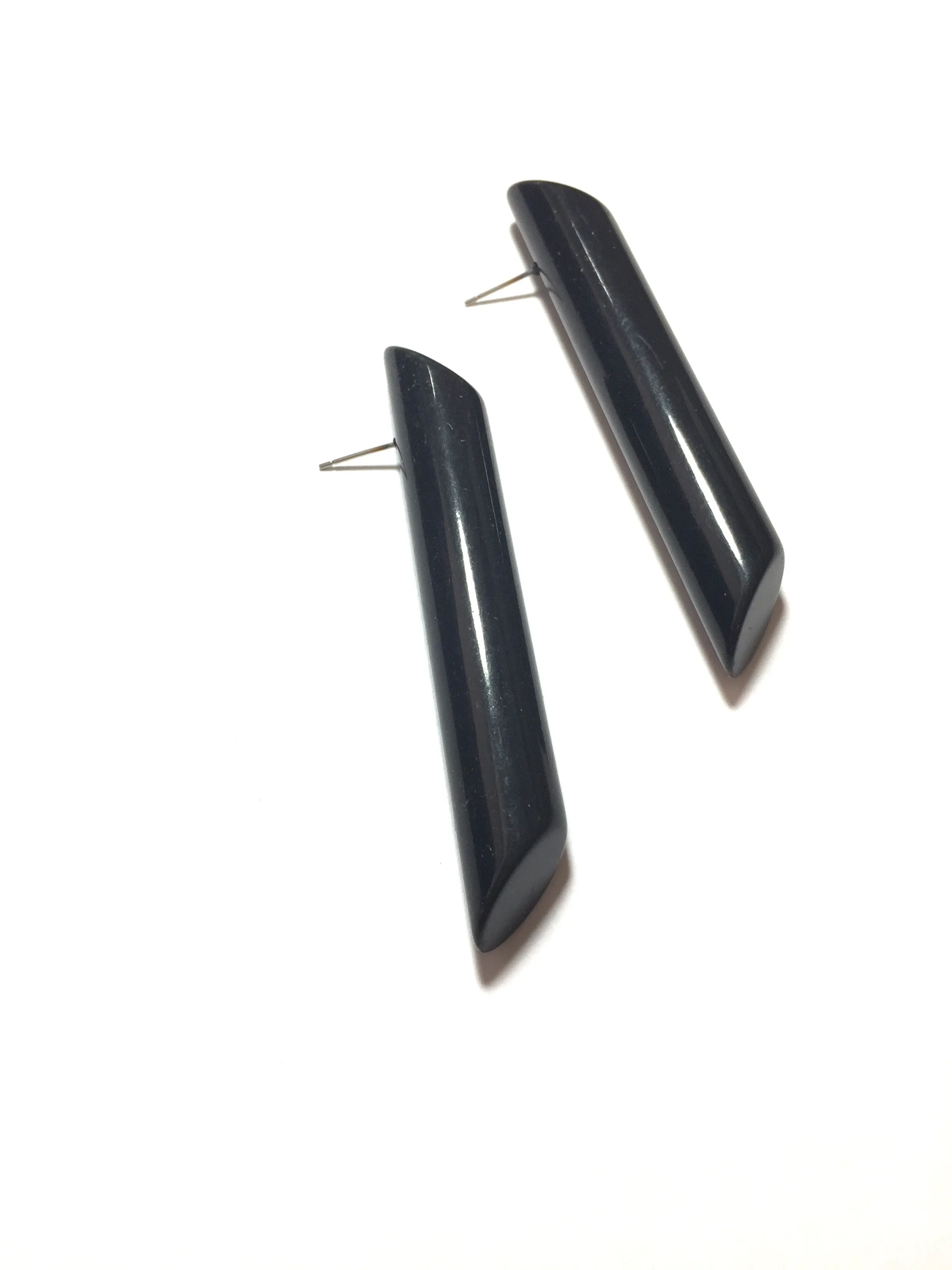 Black Couture Mega Stick Stud Statement Earrings