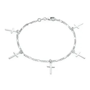 Bling Jewelry Religious Multi Charm Dangling Cross Bracelet