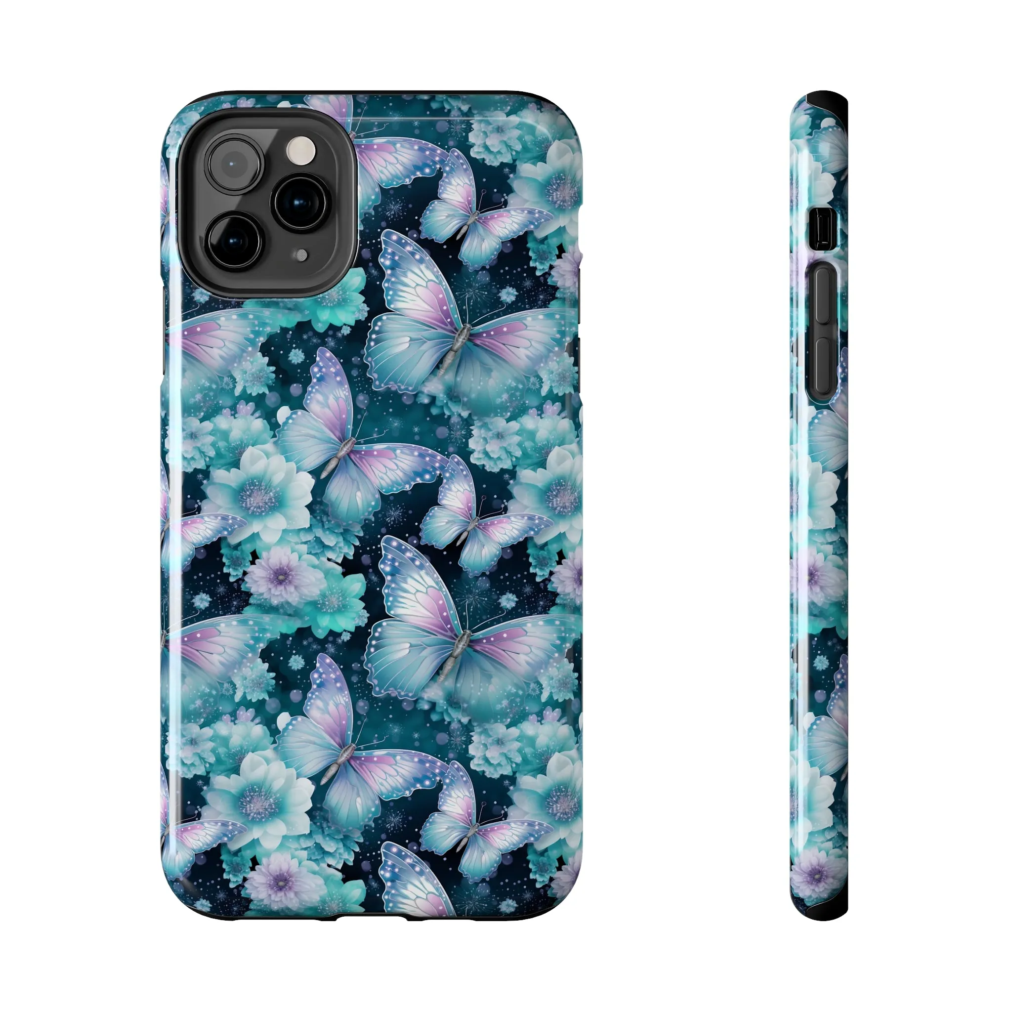 Blue and Purple Butterflies Digital print Design Tough Phone Case compatible with a large variety of iPhone models, Gift, Phone Case