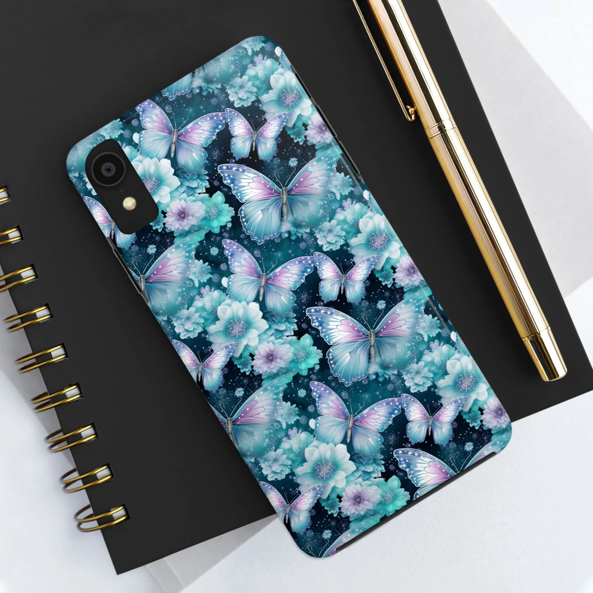 Blue and Purple Butterflies Digital print Design Tough Phone Case compatible with a large variety of iPhone models, Gift, Phone Case