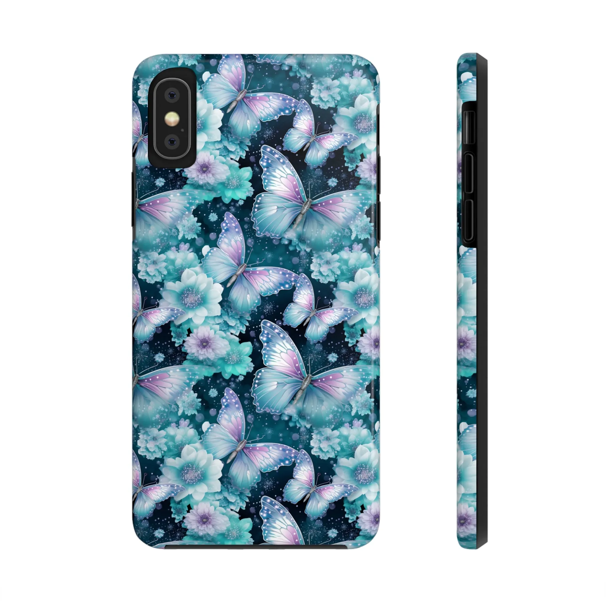 Blue and Purple Butterflies Digital print Design Tough Phone Case compatible with a large variety of iPhone models, Gift, Phone Case