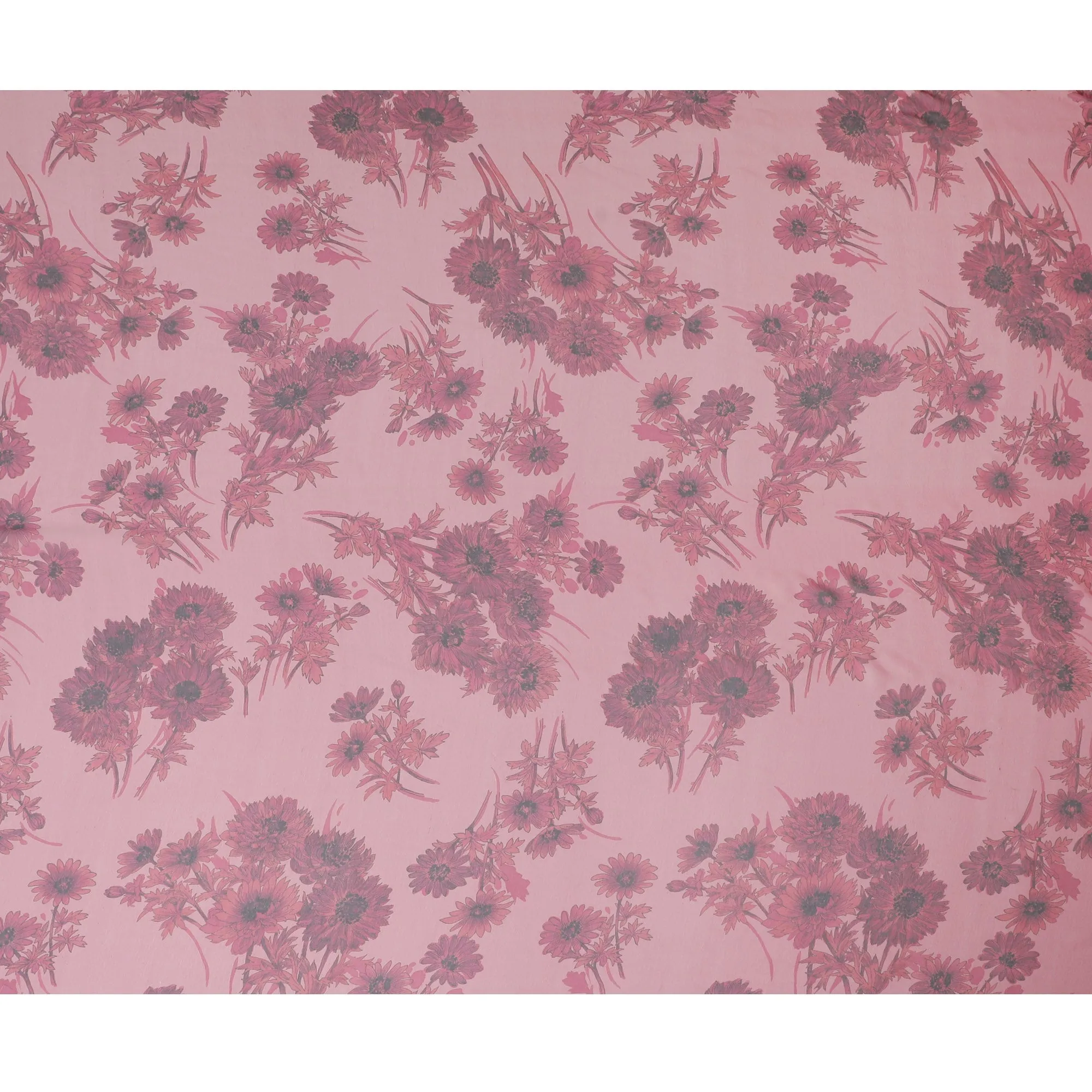 Blush Pink Floral Pure Silk Chiffon Fabric, 110 cms, South Korea-D19879