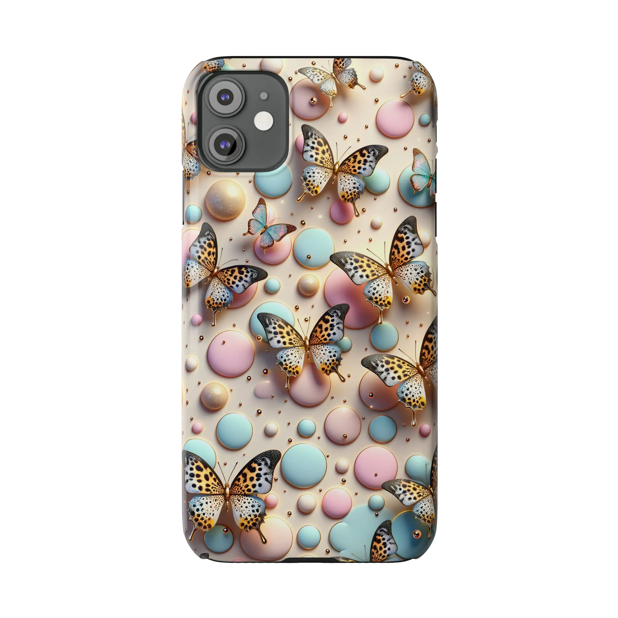 Butterflies and Polka Dots Design Sleek Elegance Wireless-Charging Compatible Phone Case Slim Phone Case compatible with over 20 iphone models