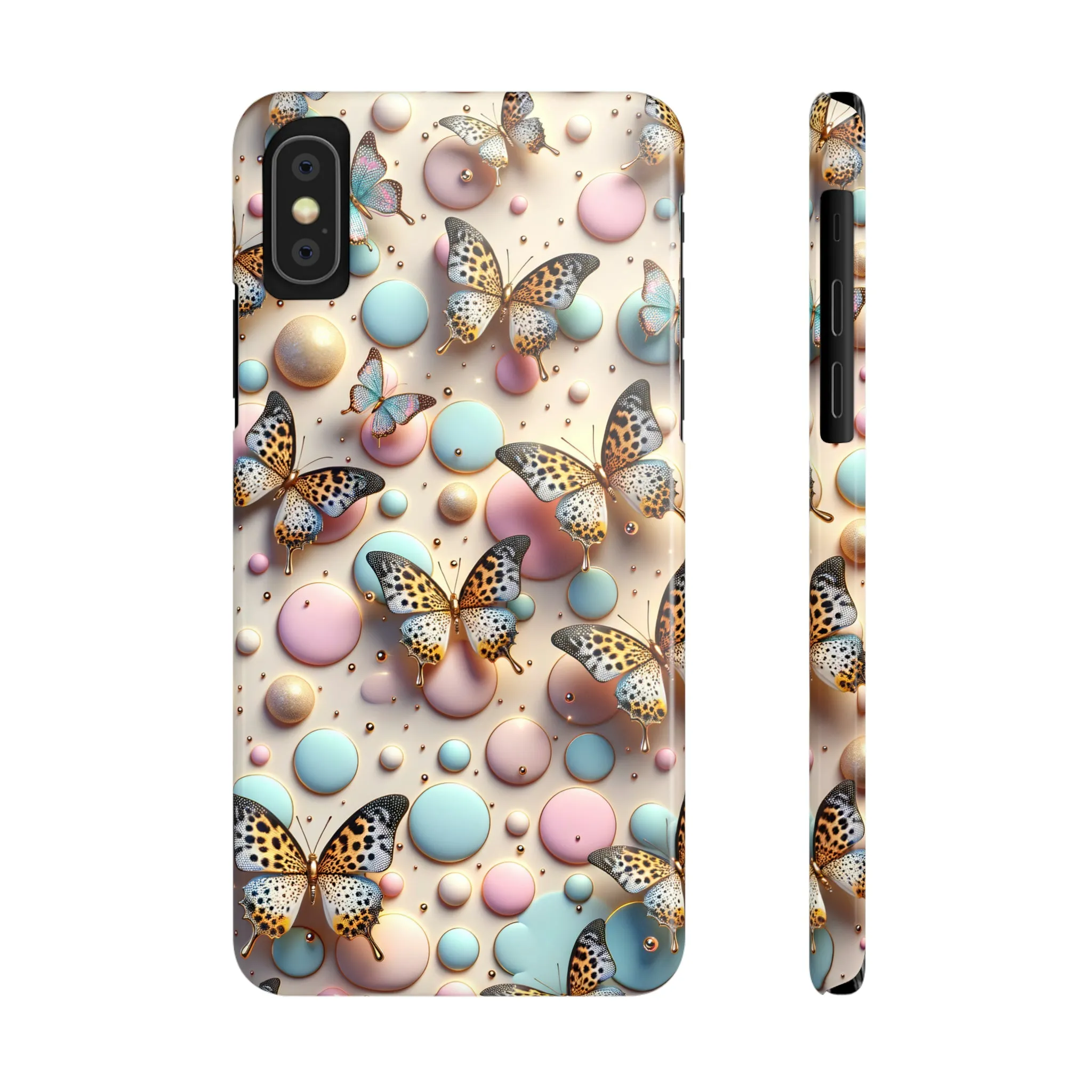 Butterflies and Polka Dots Design Sleek Elegance Wireless-Charging Compatible Phone Case Slim Phone Case compatible with over 20 iphone models