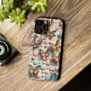 Butterflies and Polka Dots Design Sleek Elegance Wireless-Charging Compatible Phone Case Slim Phone Case compatible with over 20 iphone models