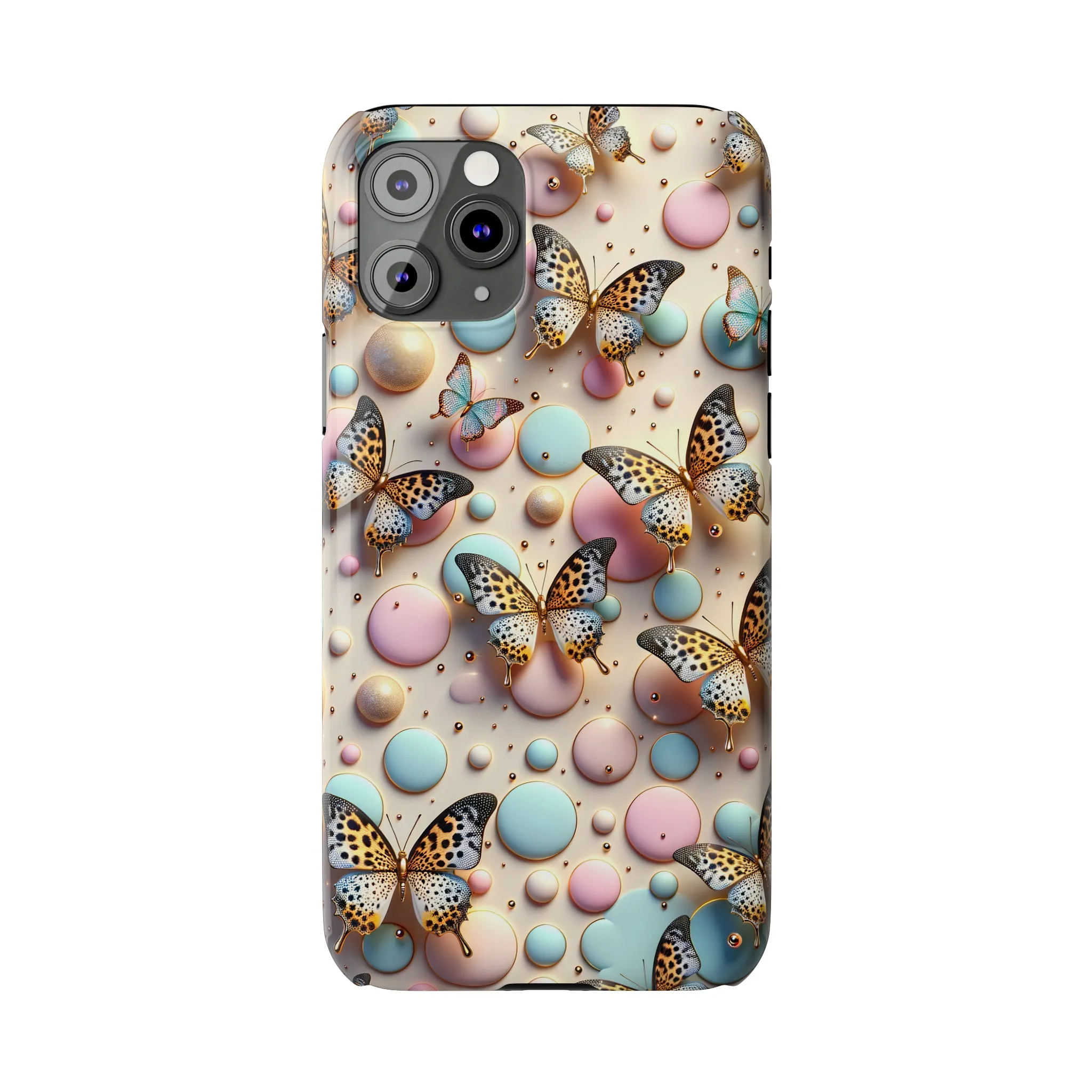 Butterflies and Polka Dots Design Sleek Elegance Wireless-Charging Compatible Phone Case Slim Phone Case compatible with over 20 iphone models