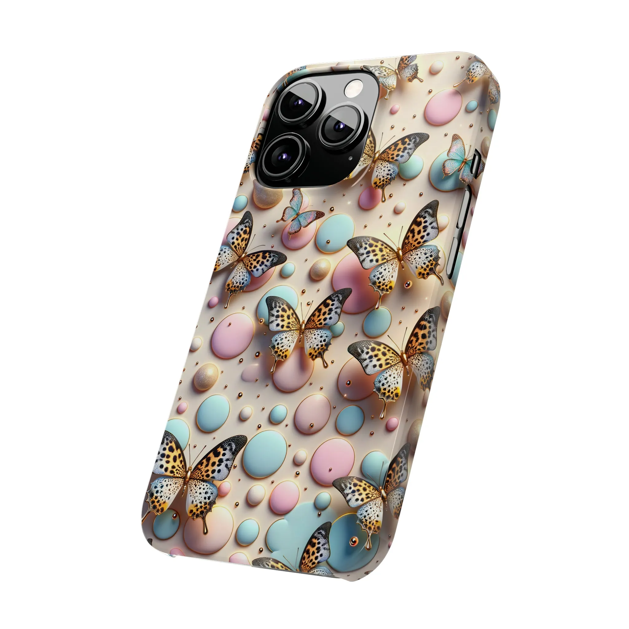 Butterflies and Polka Dots Design Sleek Elegance Wireless-Charging Compatible Phone Case Slim Phone Case compatible with over 20 iphone models