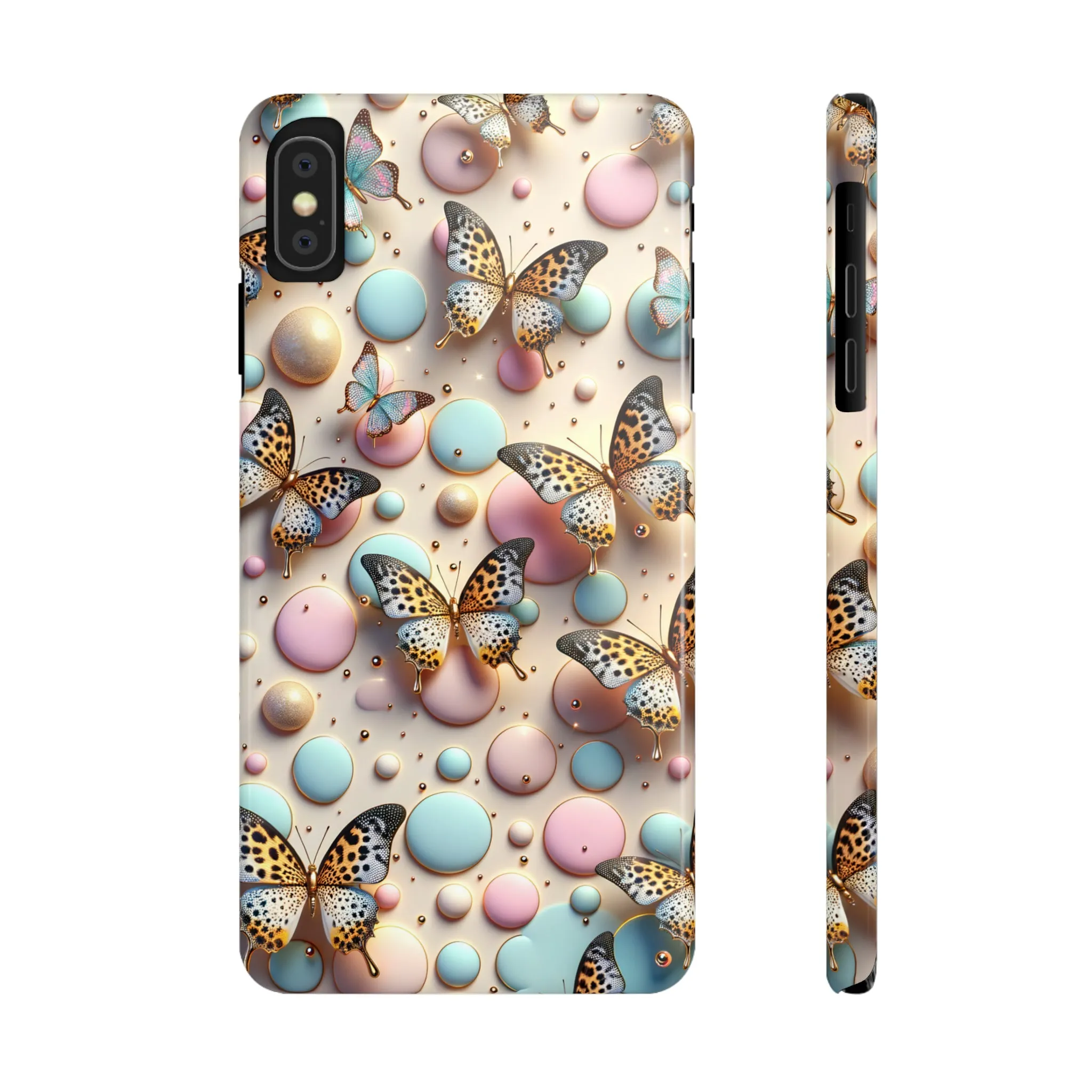 Butterflies and Polka Dots Design Sleek Elegance Wireless-Charging Compatible Phone Case Slim Phone Case compatible with over 20 iphone models