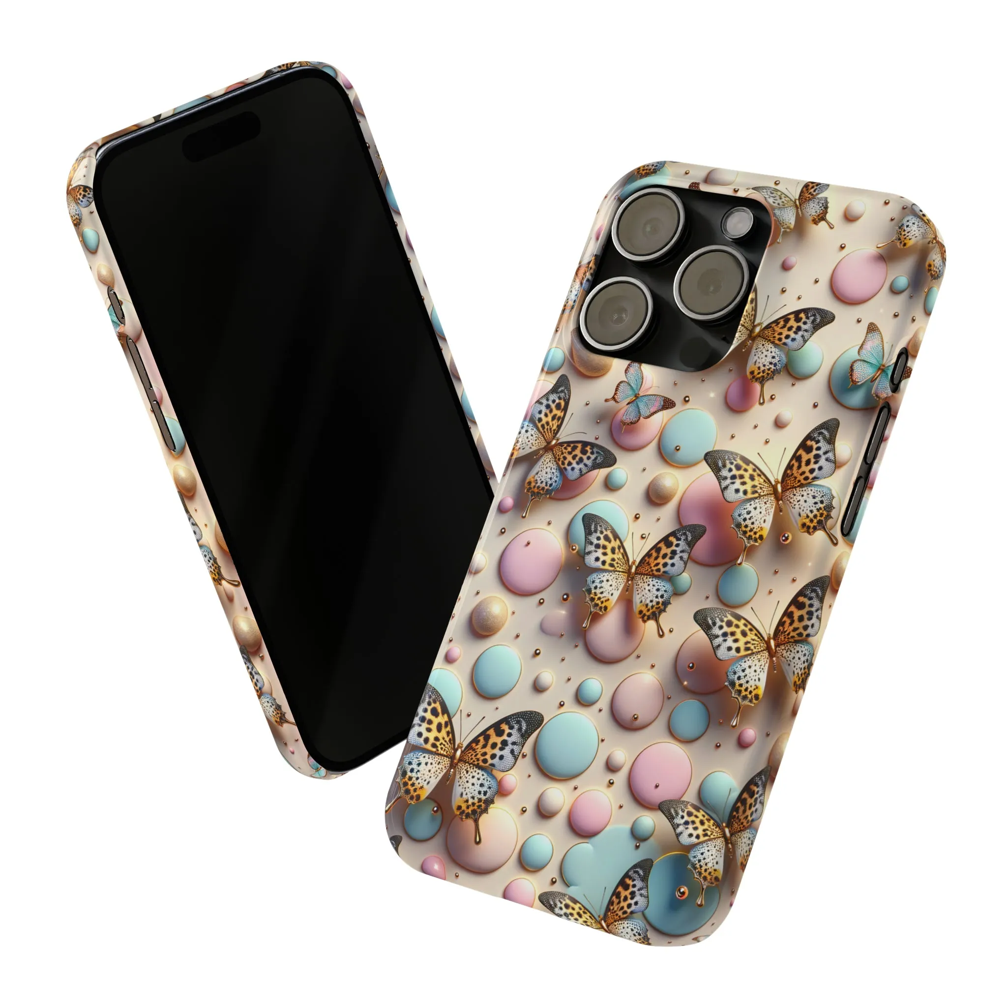 Butterflies and Polka Dots Design Sleek Elegance Wireless-Charging Compatible Phone Case Slim Phone Case compatible with over 20 iphone models