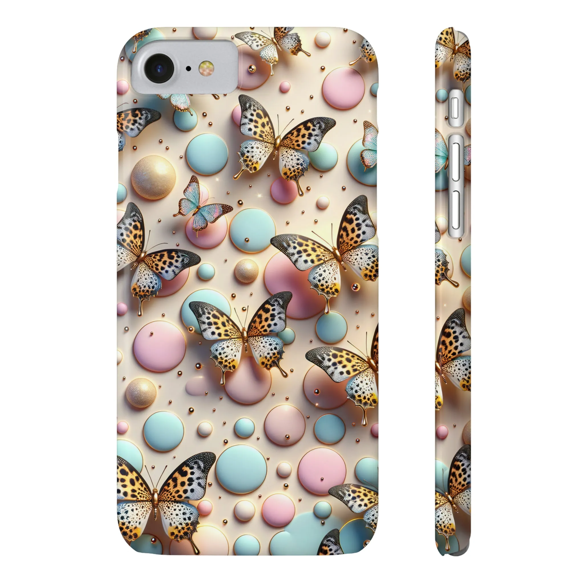 Butterflies and Polka Dots Design Sleek Elegance Wireless-Charging Compatible Phone Case Slim Phone Case compatible with over 20 iphone models