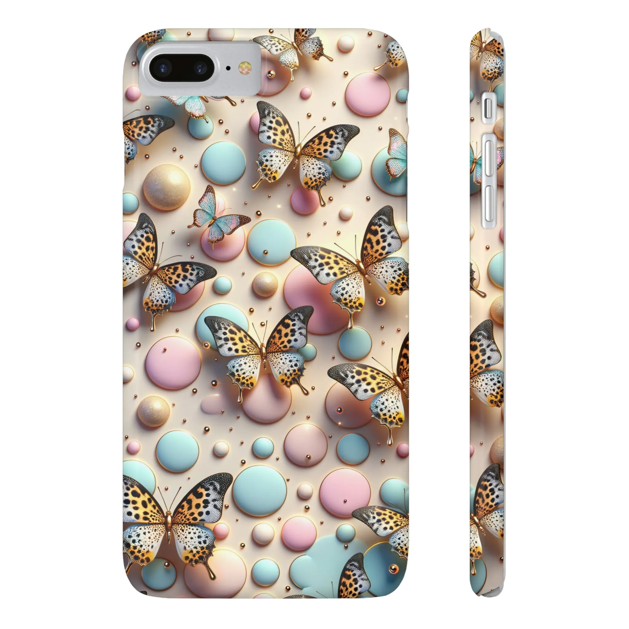 Butterflies and Polka Dots Design Sleek Elegance Wireless-Charging Compatible Phone Case Slim Phone Case compatible with over 20 iphone models