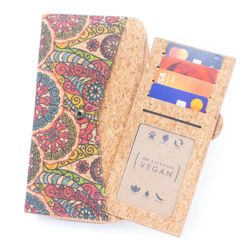 BUY 1 GET 1 FREE: Long Natural Cork Women's Printed Wallet with Card Holder  BAGD-498