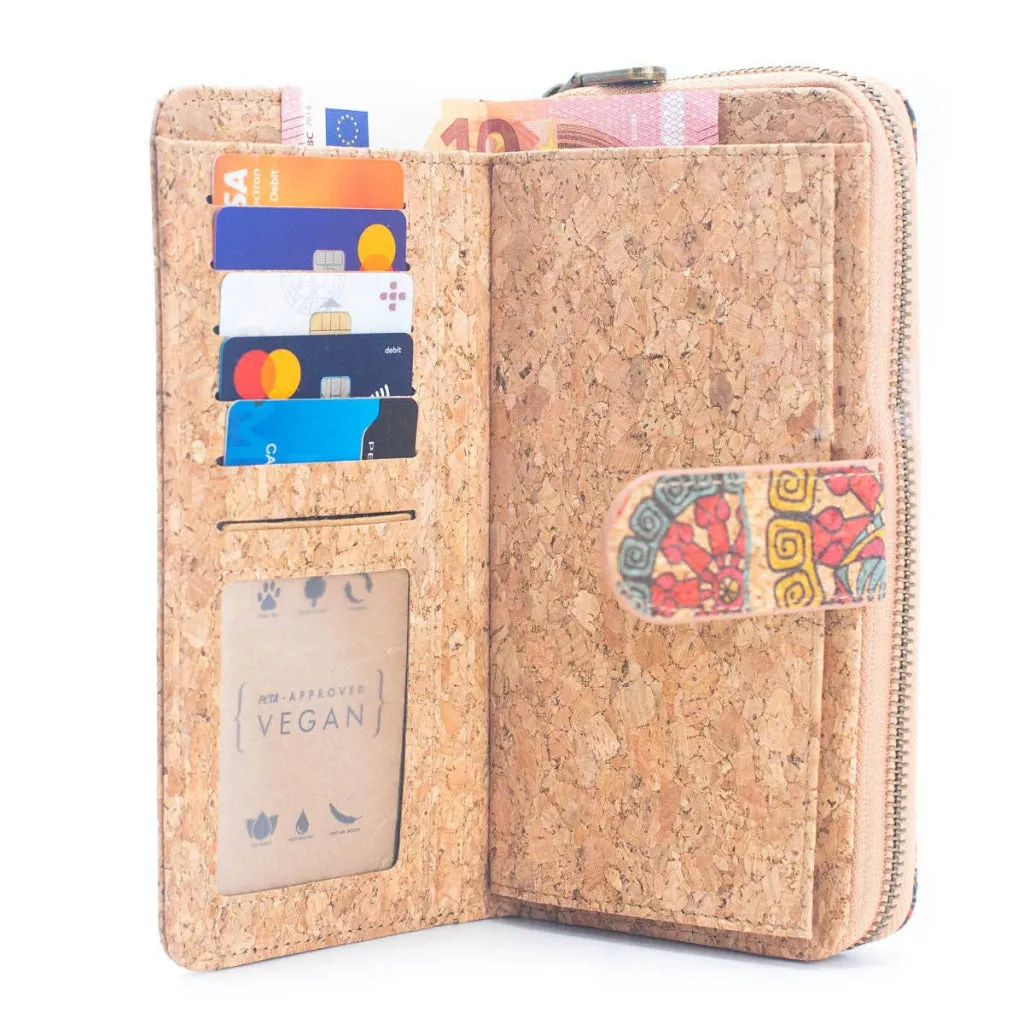 BUY 1 GET 1 FREE: Long Natural Cork Women's Printed Wallet with Card Holder  BAGD-498