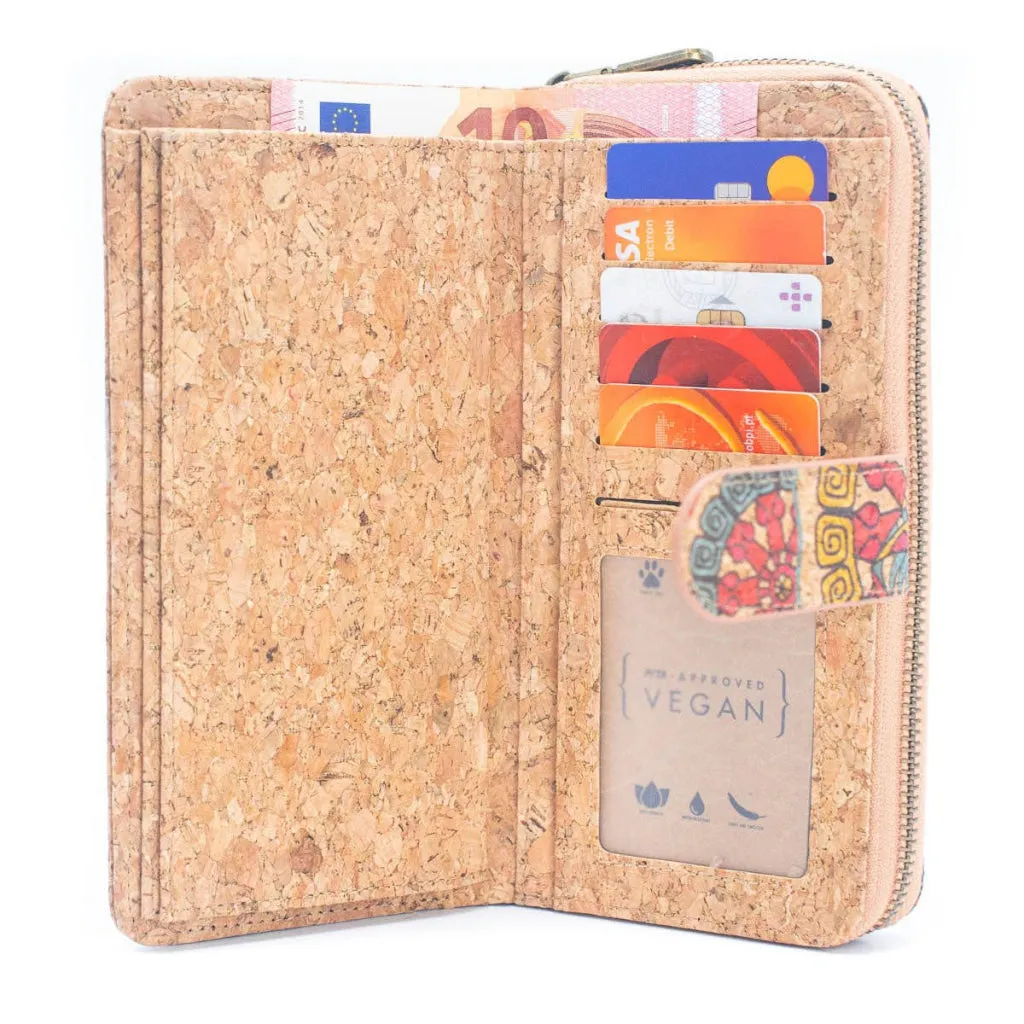 BUY 1 GET 1 FREE: Long Natural Cork Women's Printed Wallet with Card Holder  BAGD-498