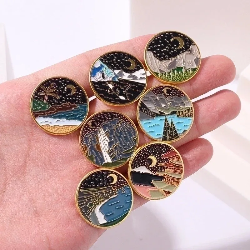 Cartoon Style Cowboy Style Sun Moon Scenery Alloy Stamping Stoving Varnish Plating Unisex Brooches