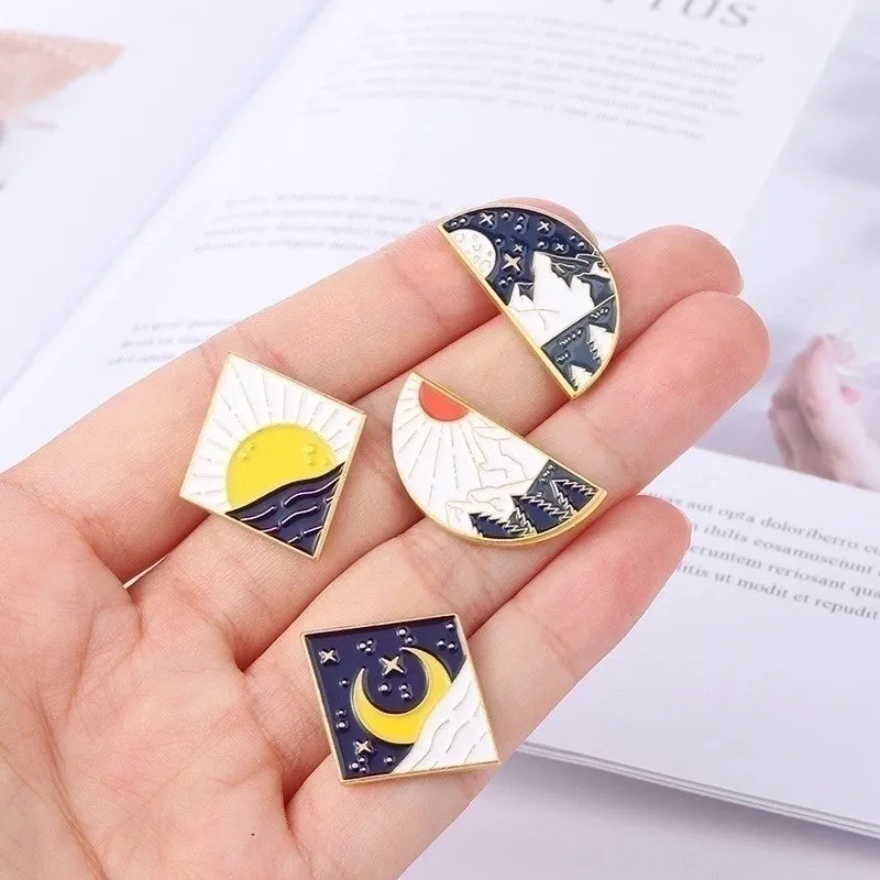 Cartoon Style Cowboy Style Sun Moon Scenery Alloy Stamping Stoving Varnish Plating Unisex Brooches