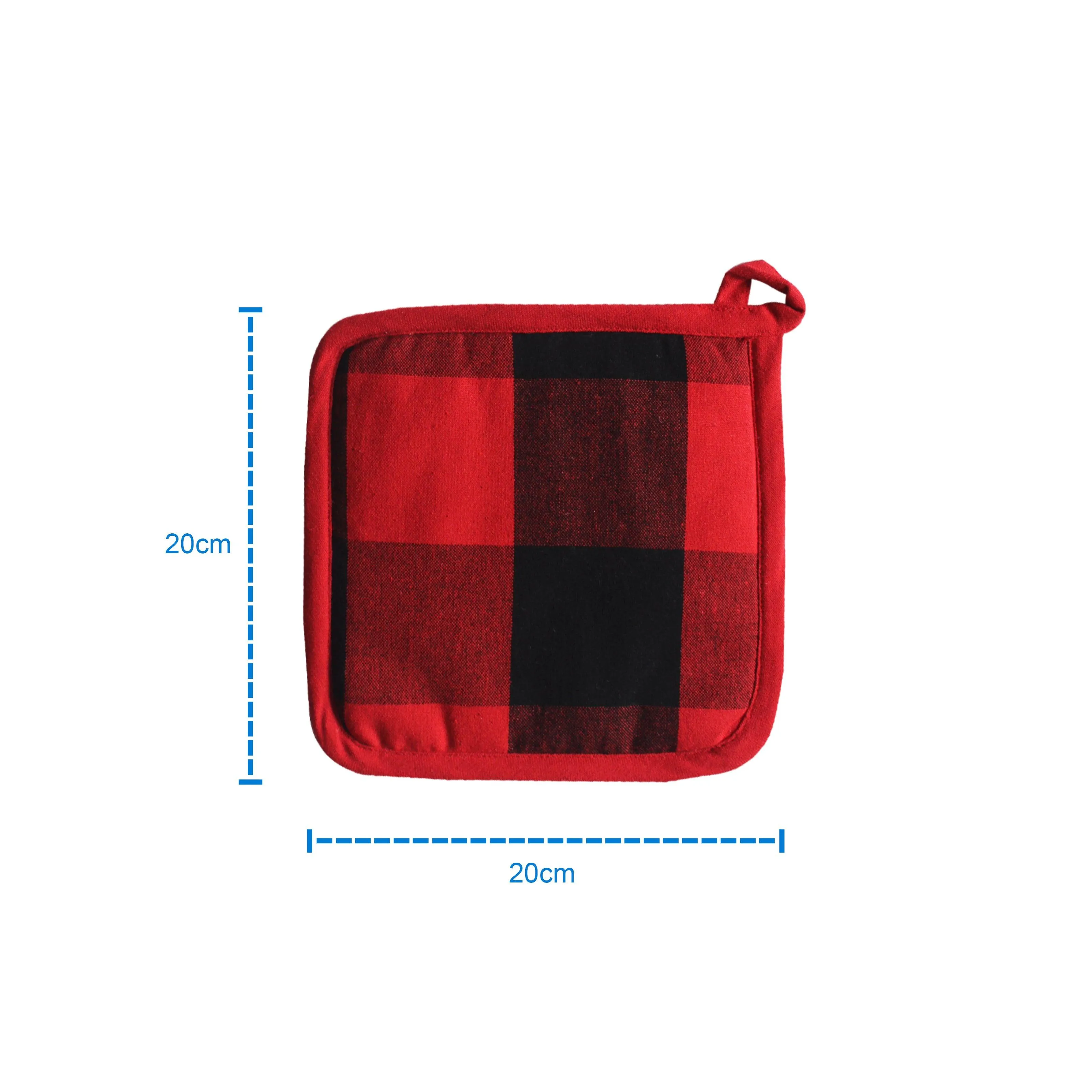 Cotton Big Check With Red Piping Pot Holders Pack Of 3