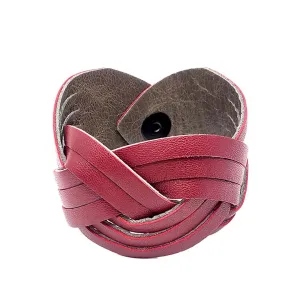 Cuff - Braid Reversible (Cranberry Red and Gray Taupe) by Oliotto