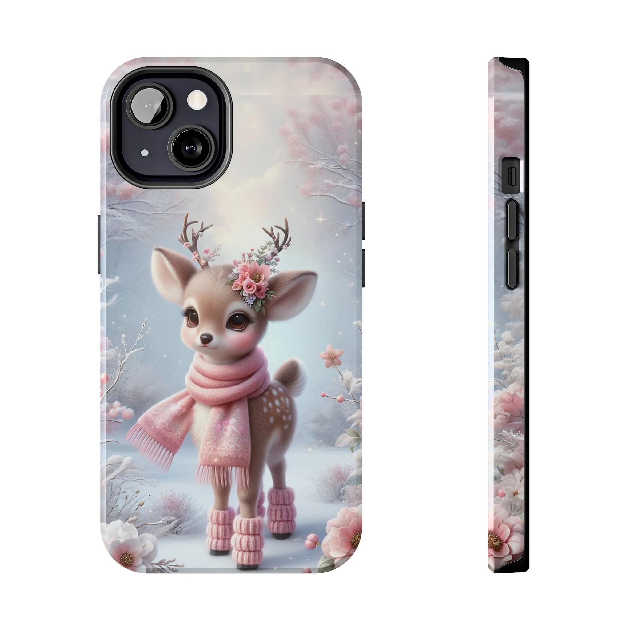 Cute Deer Winter Scene Pattern Design Tough Phone Case compatible with a large variety of iPhone models, Gift, Phone Case