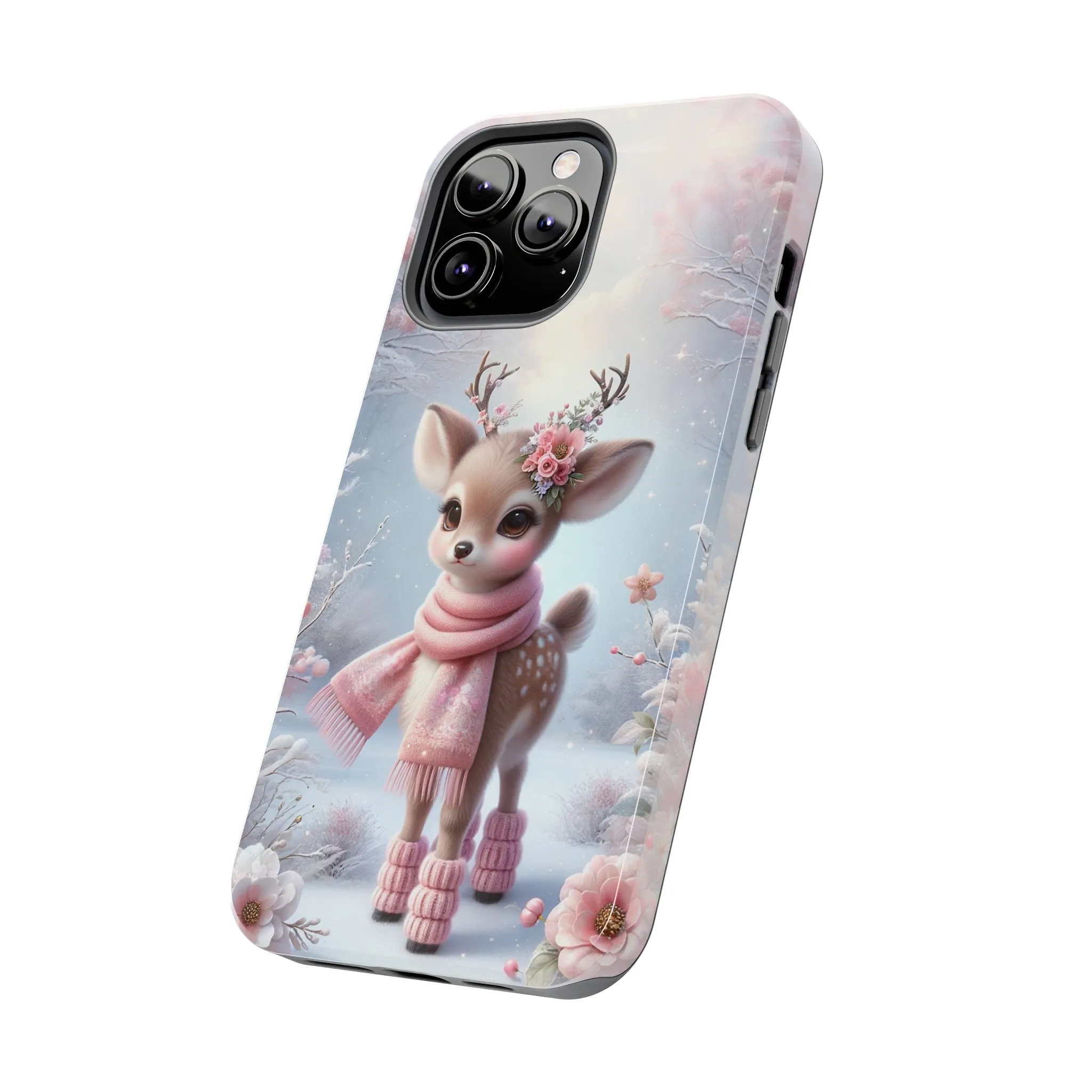 Cute Deer Winter Scene Pattern Design Tough Phone Case compatible with a large variety of iPhone models, Gift, Phone Case