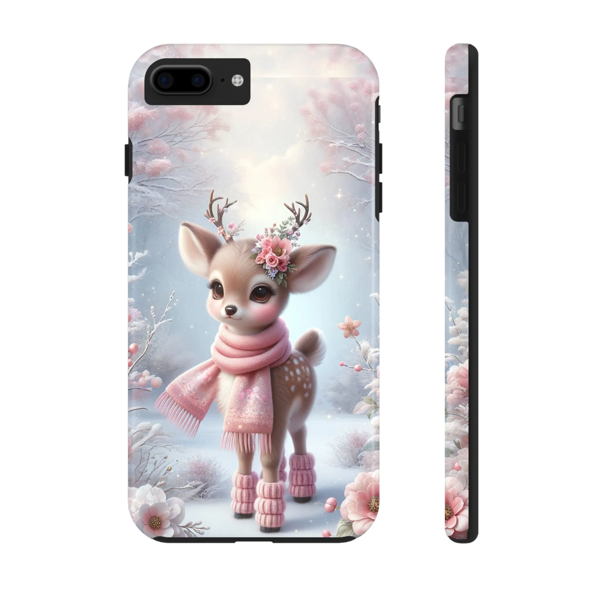 Cute Deer Winter Scene Pattern Design Tough Phone Case compatible with a large variety of iPhone models, Gift, Phone Case