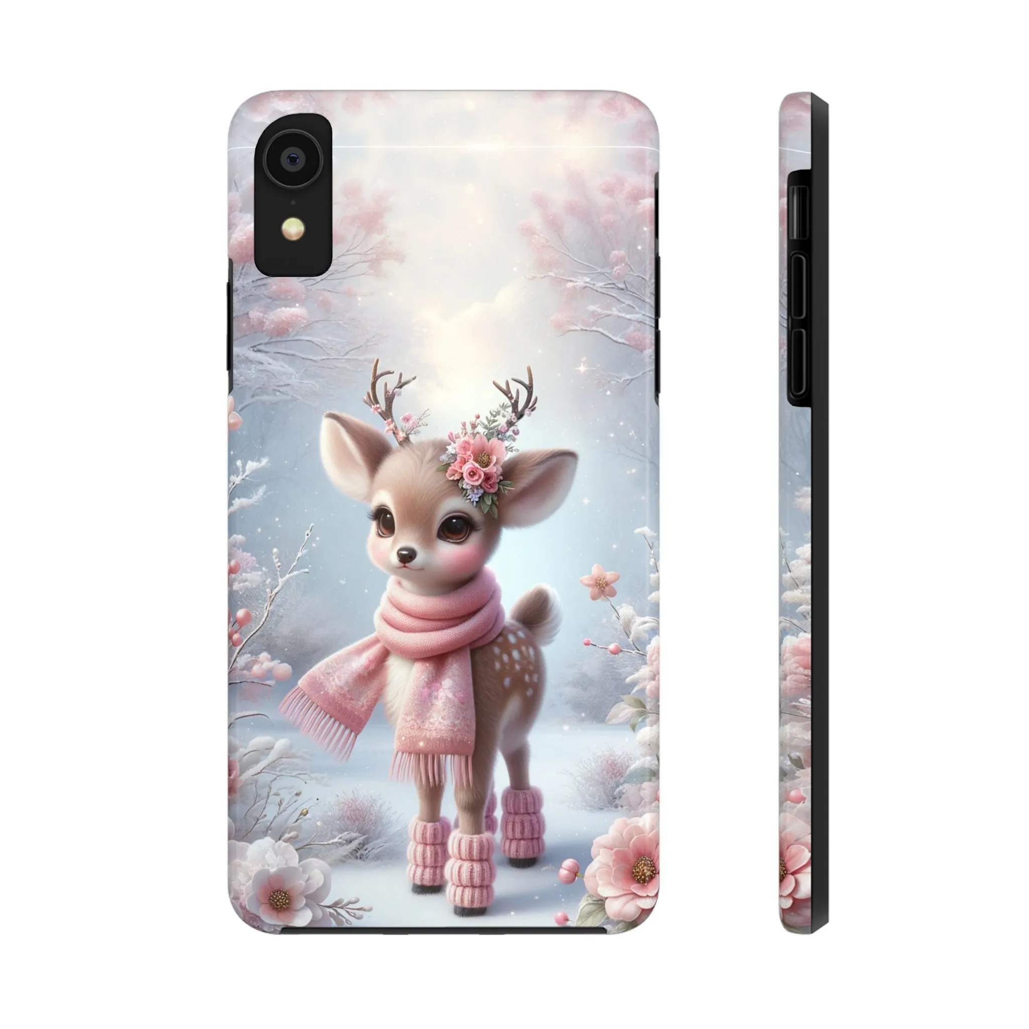 Cute Deer Winter Scene Pattern Design Tough Phone Case compatible with a large variety of iPhone models, Gift, Phone Case