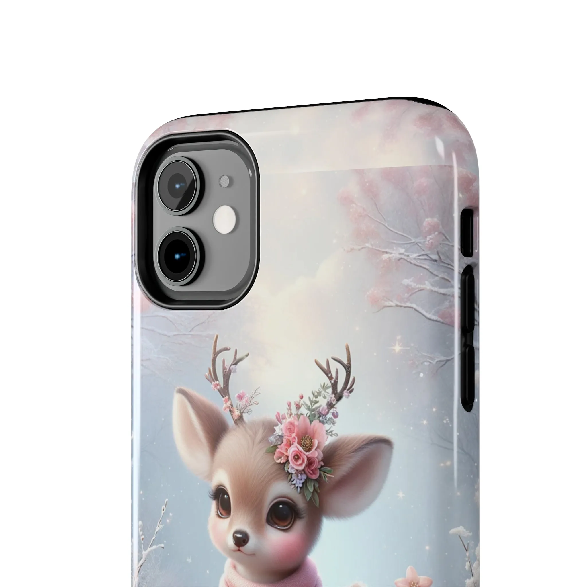 Cute Deer Winter Scene Pattern Design Tough Phone Case compatible with a large variety of iPhone models, Gift, Phone Case