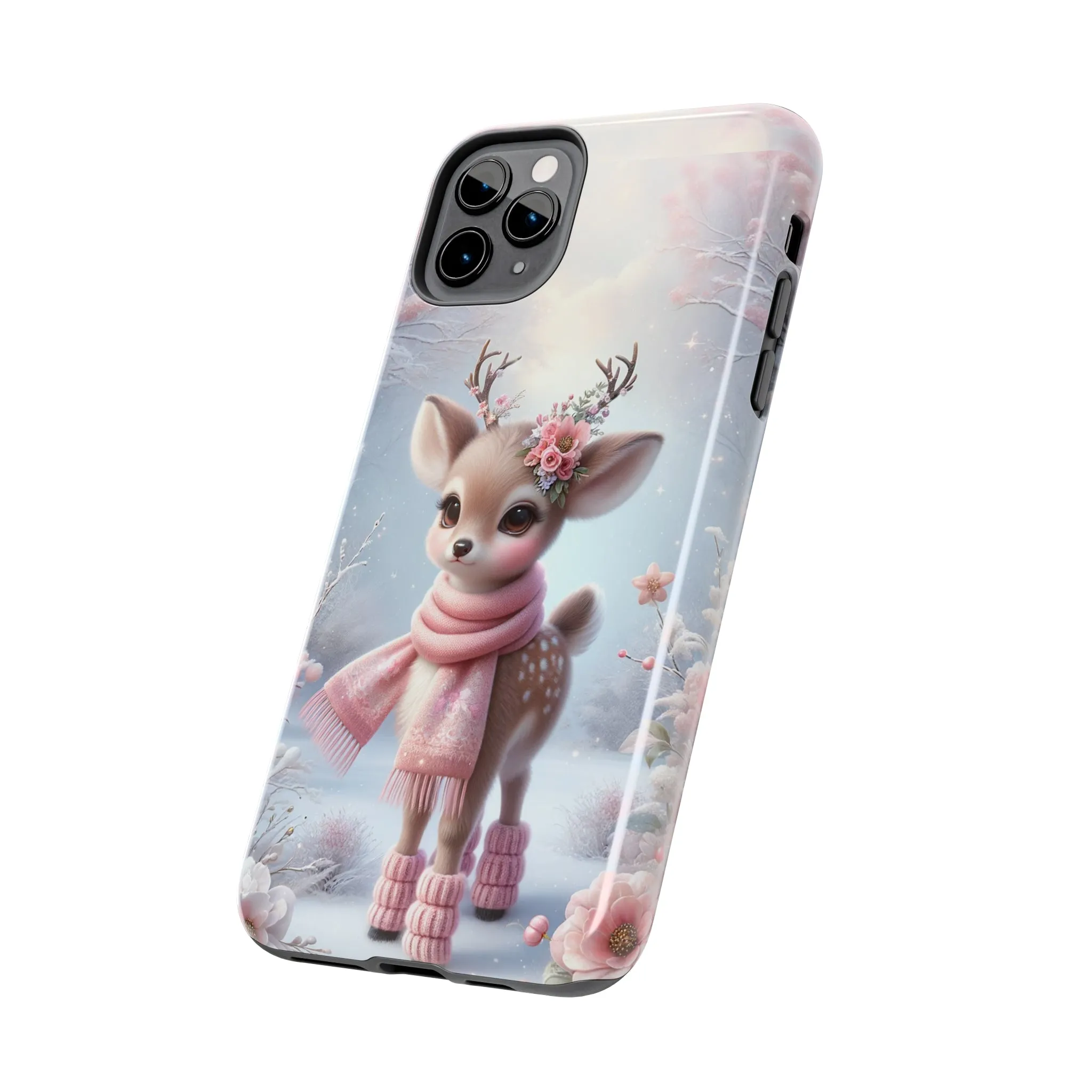 Cute Deer Winter Scene Pattern Design Tough Phone Case compatible with a large variety of iPhone models, Gift, Phone Case