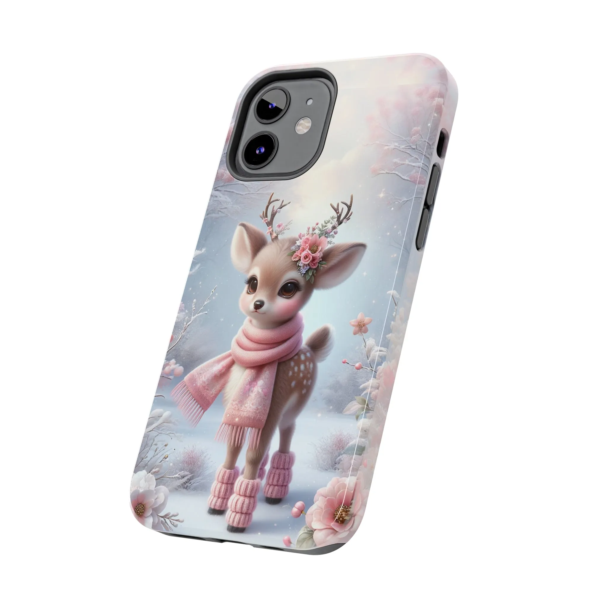 Cute Deer Winter Scene Pattern Design Tough Phone Case compatible with a large variety of iPhone models, Gift, Phone Case