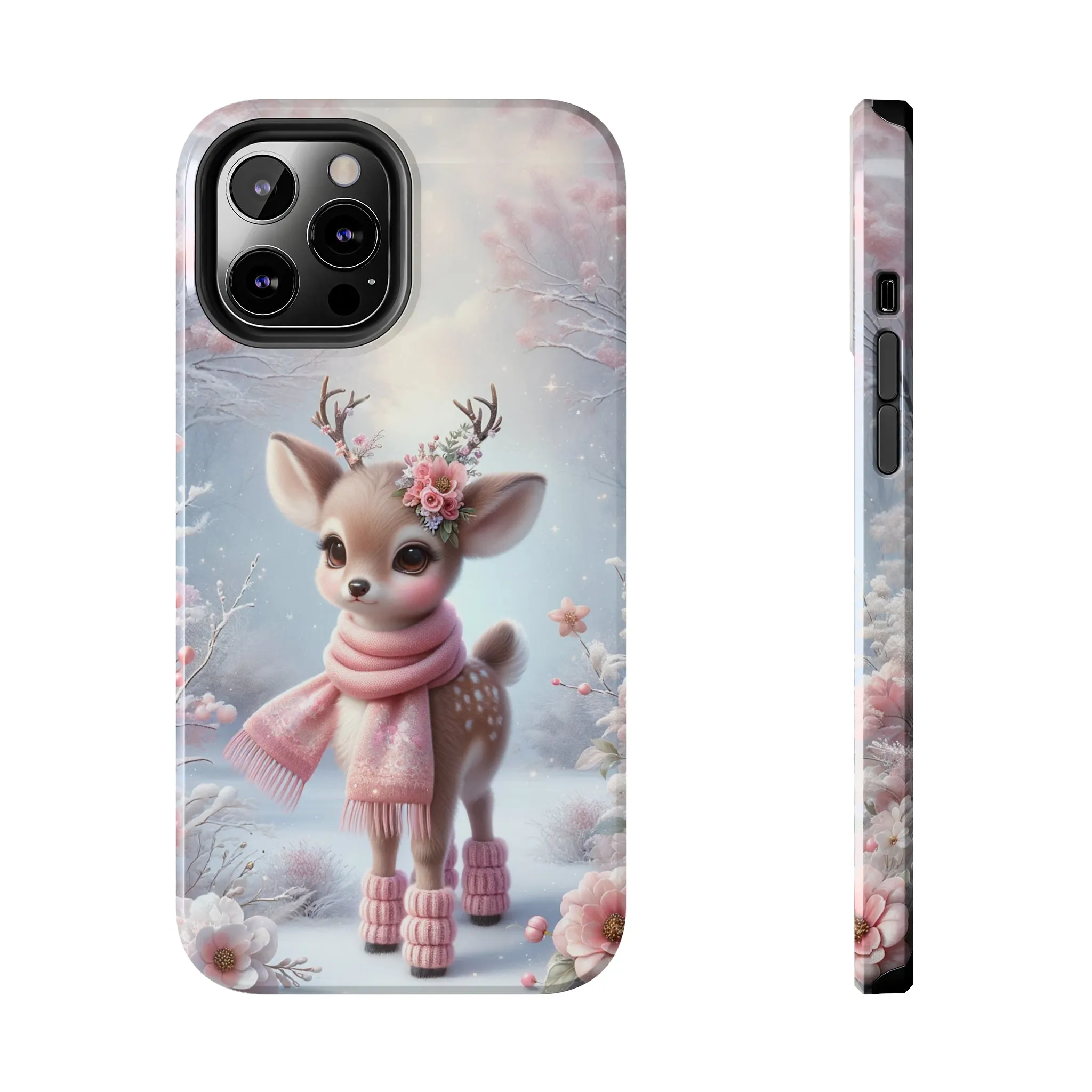 Cute Deer Winter Scene Pattern Design Tough Phone Case compatible with a large variety of iPhone models, Gift, Phone Case