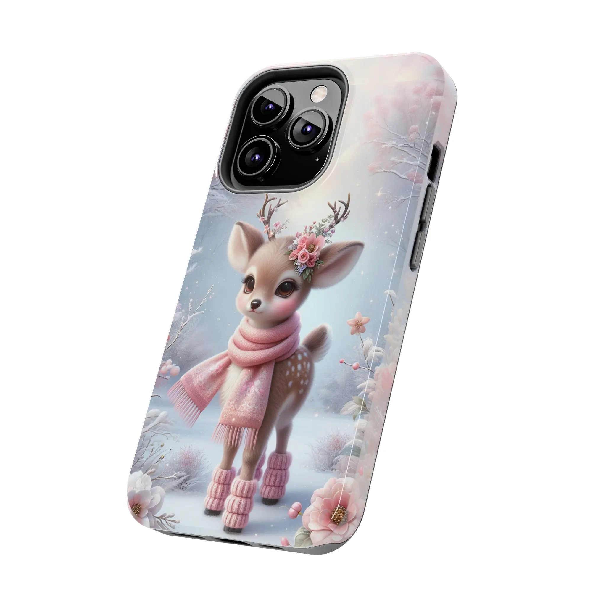 Cute Deer Winter Scene Pattern Design Tough Phone Case compatible with a large variety of iPhone models, Gift, Phone Case