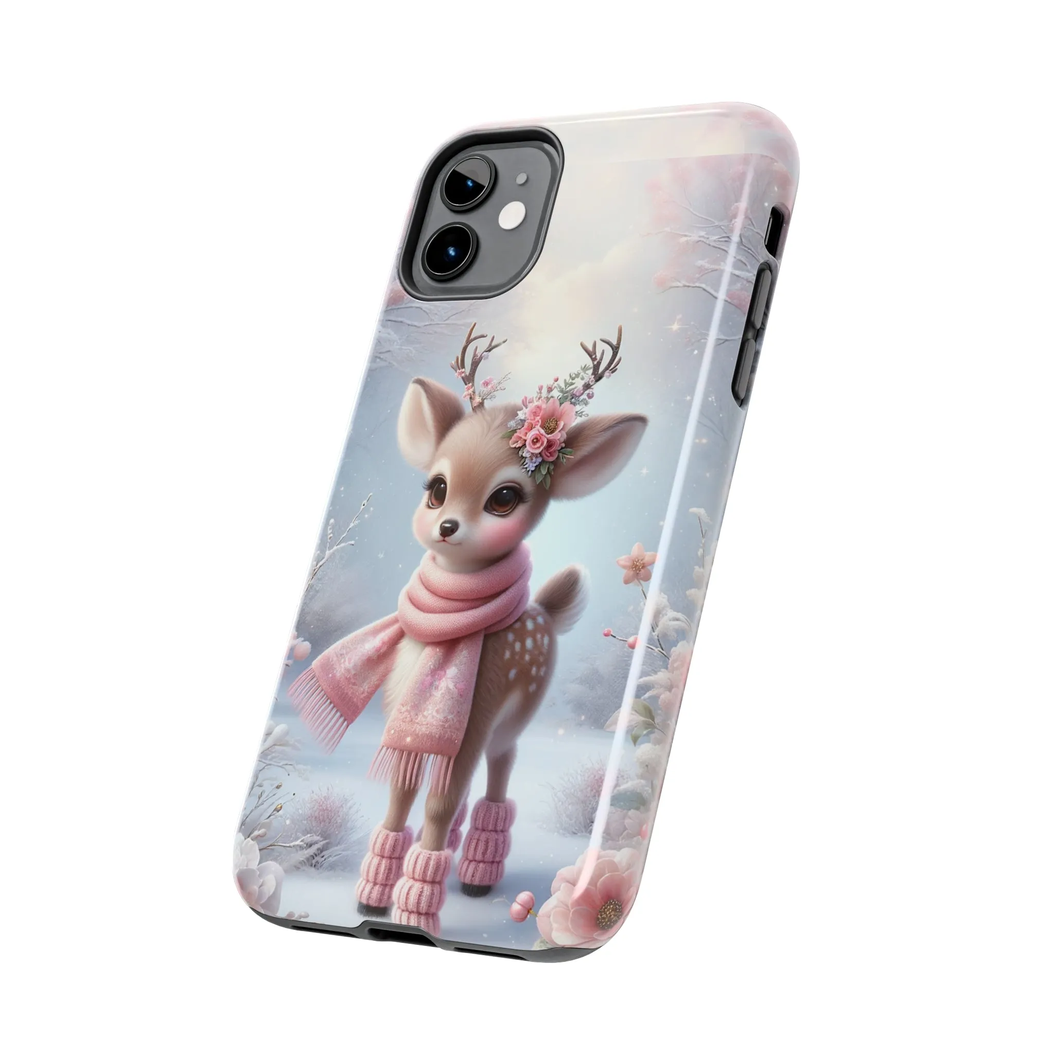 Cute Deer Winter Scene Pattern Design Tough Phone Case compatible with a large variety of iPhone models, Gift, Phone Case