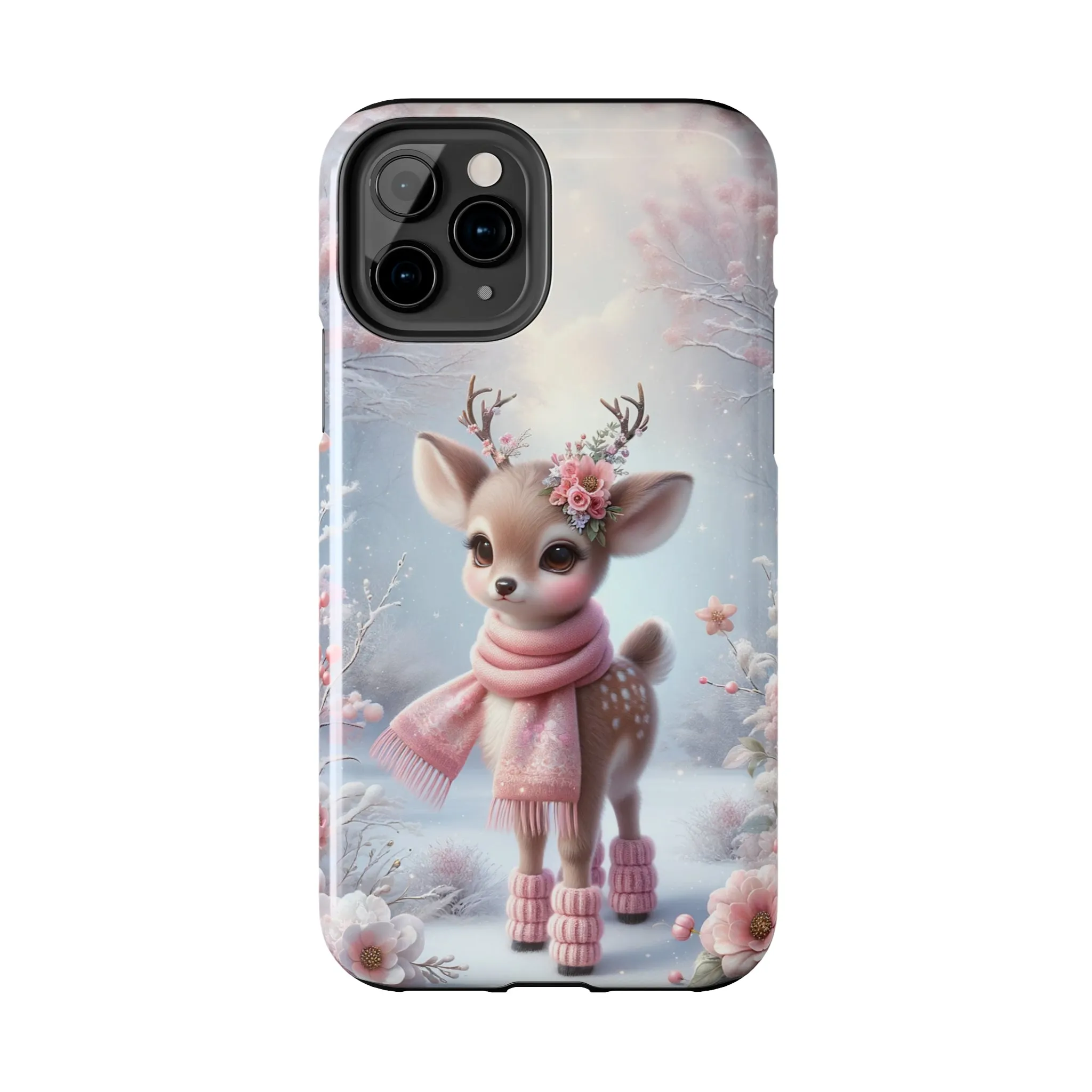 Cute Deer Winter Scene Pattern Design Tough Phone Case compatible with a large variety of iPhone models, Gift, Phone Case