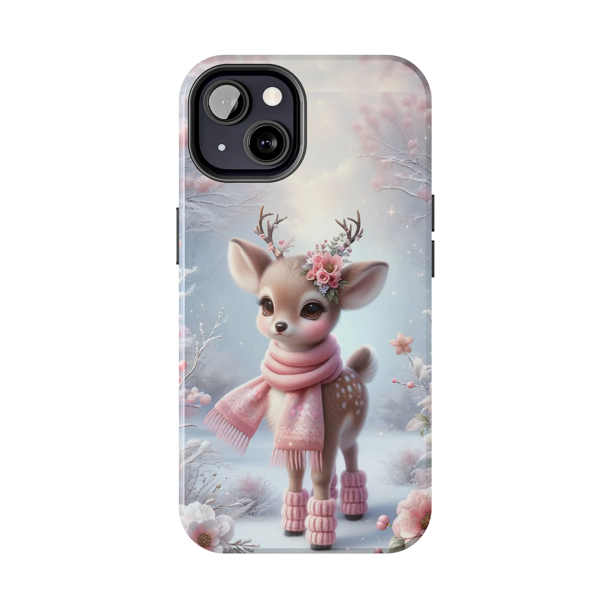 Cute Deer Winter Scene Pattern Design Tough Phone Case compatible with a large variety of iPhone models, Gift, Phone Case