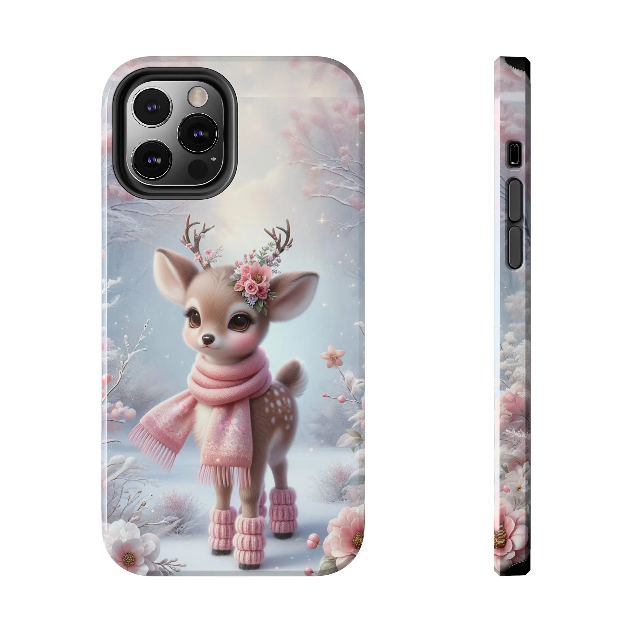 Cute Deer Winter Scene Pattern Design Tough Phone Case compatible with a large variety of iPhone models, Gift, Phone Case