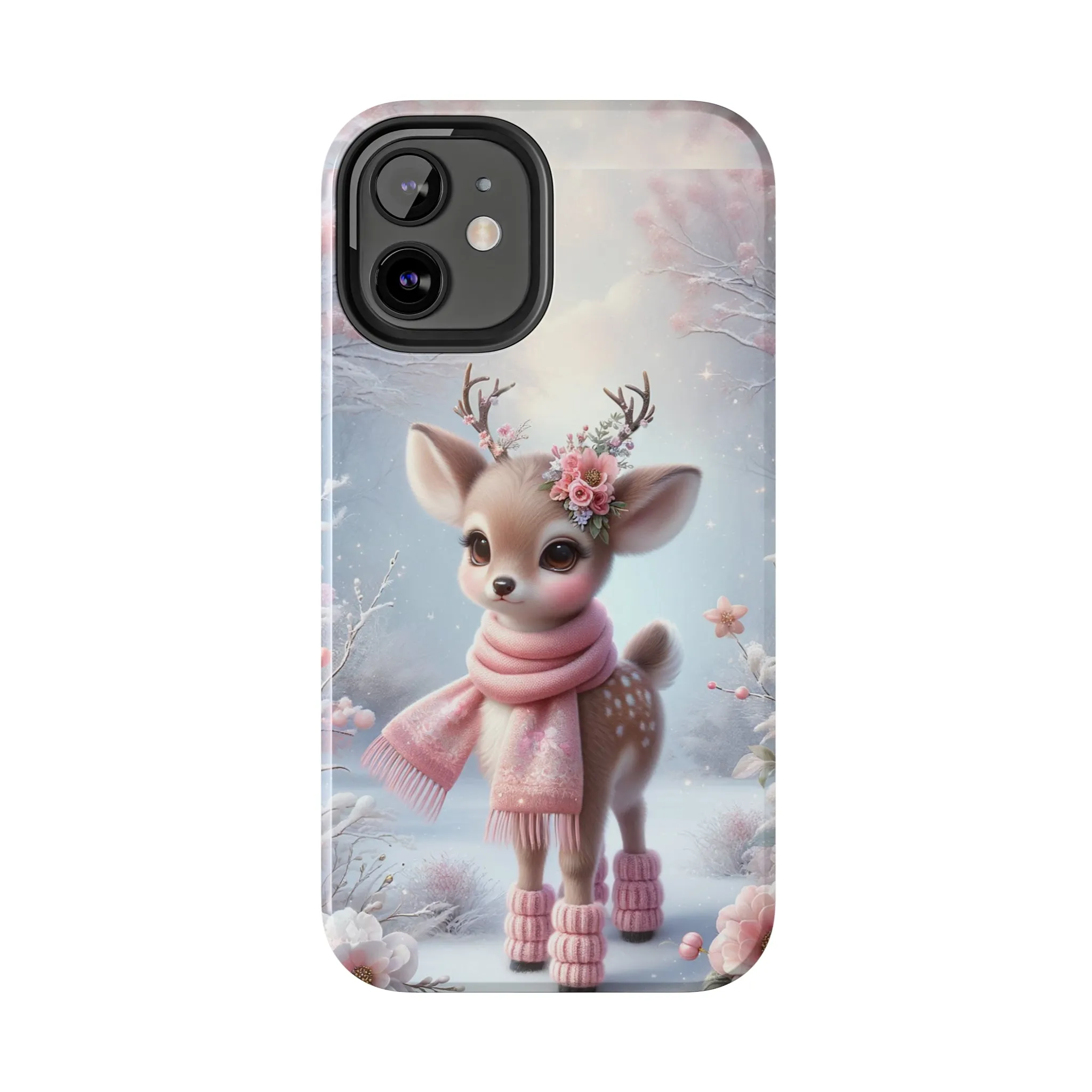 Cute Deer Winter Scene Pattern Design Tough Phone Case compatible with a large variety of iPhone models, Gift, Phone Case