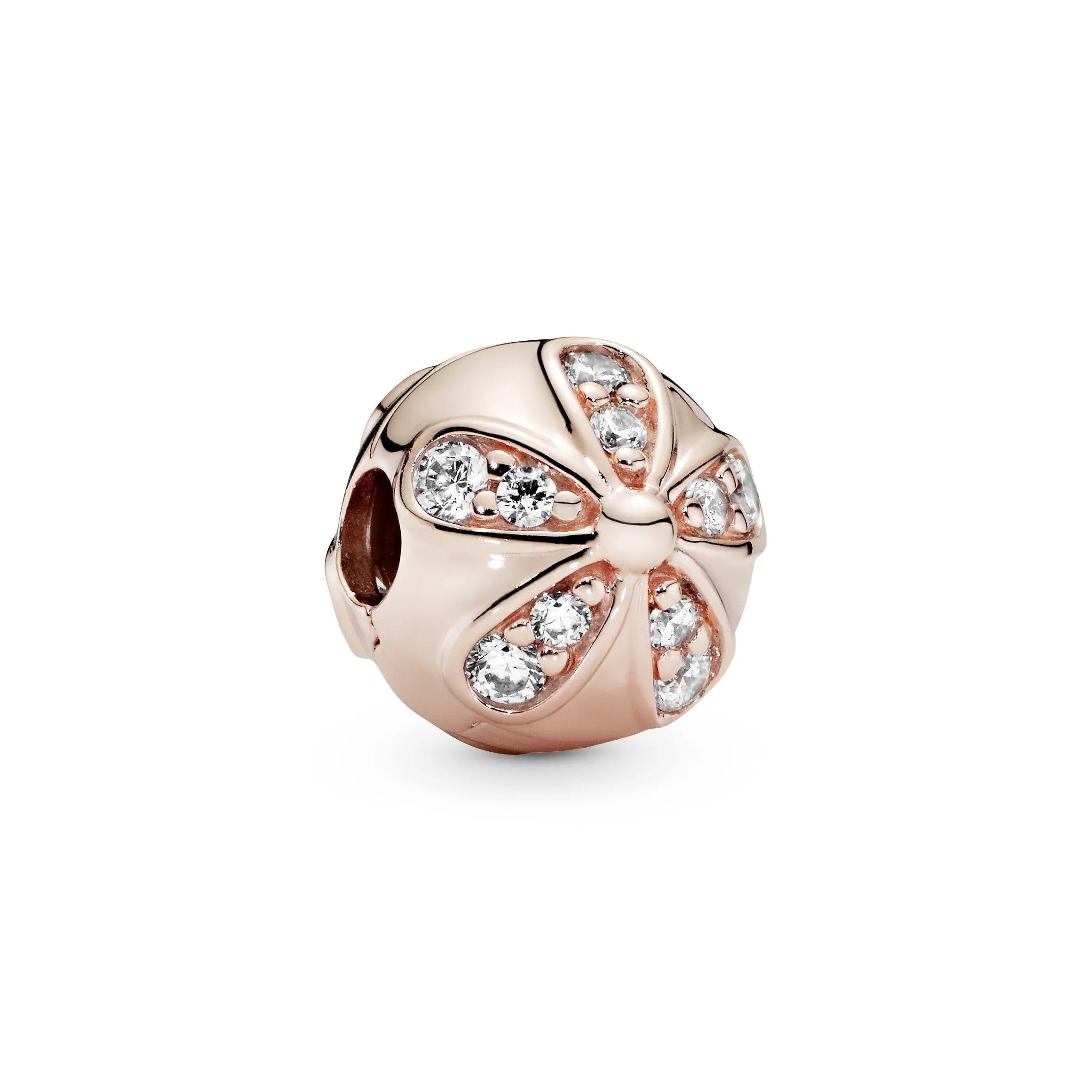 Daisy 14k Rose Gold-plated clip with clear cubic zirconia