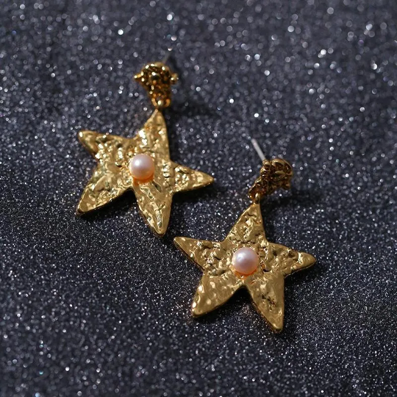 Dazzling Stars Pentagram Planet Element Earrings Gold