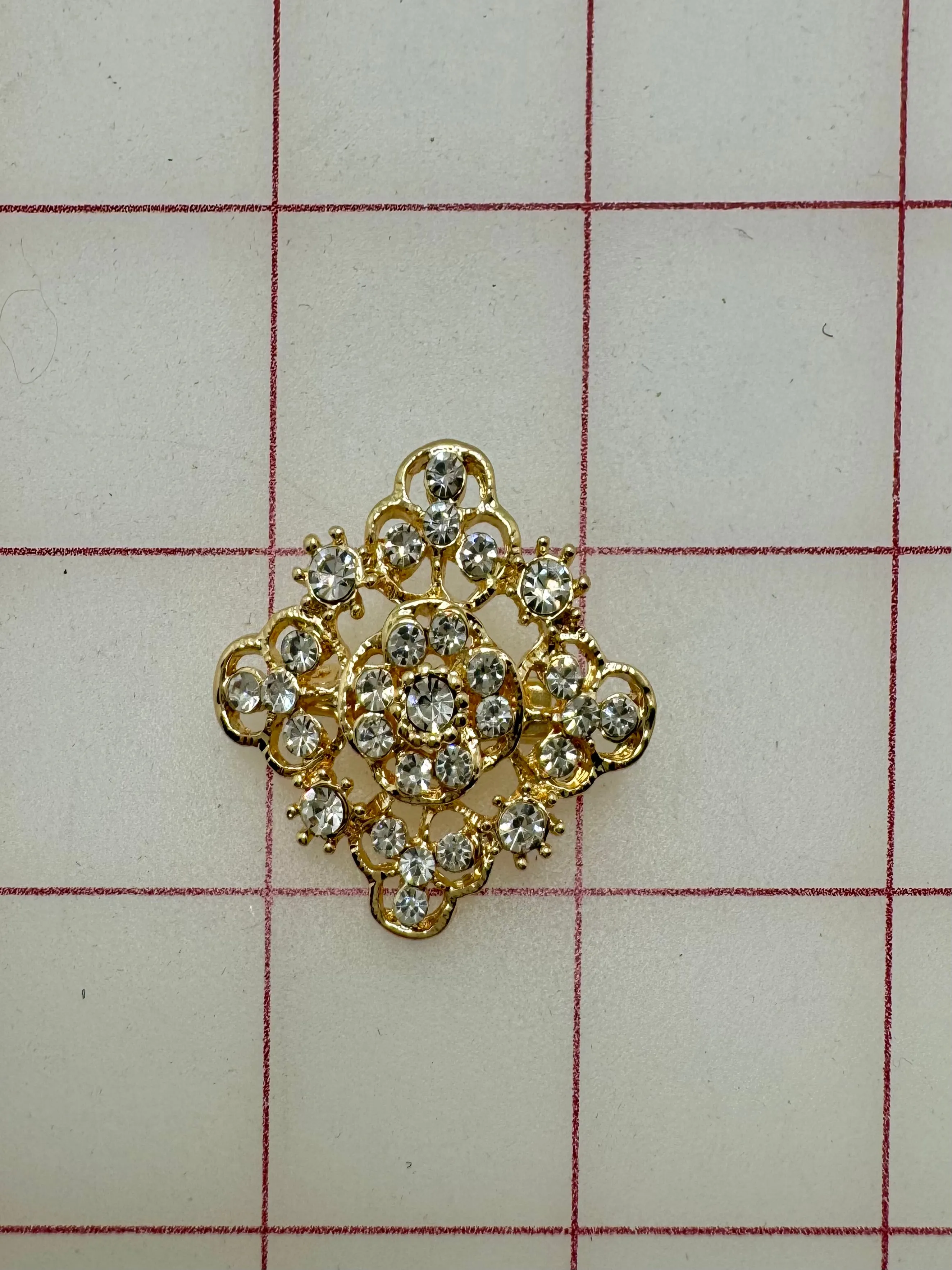 Decorative Gems - Rhinestone Brooch/Tiara Embellishments Crystal and Gold - 1.25-inch