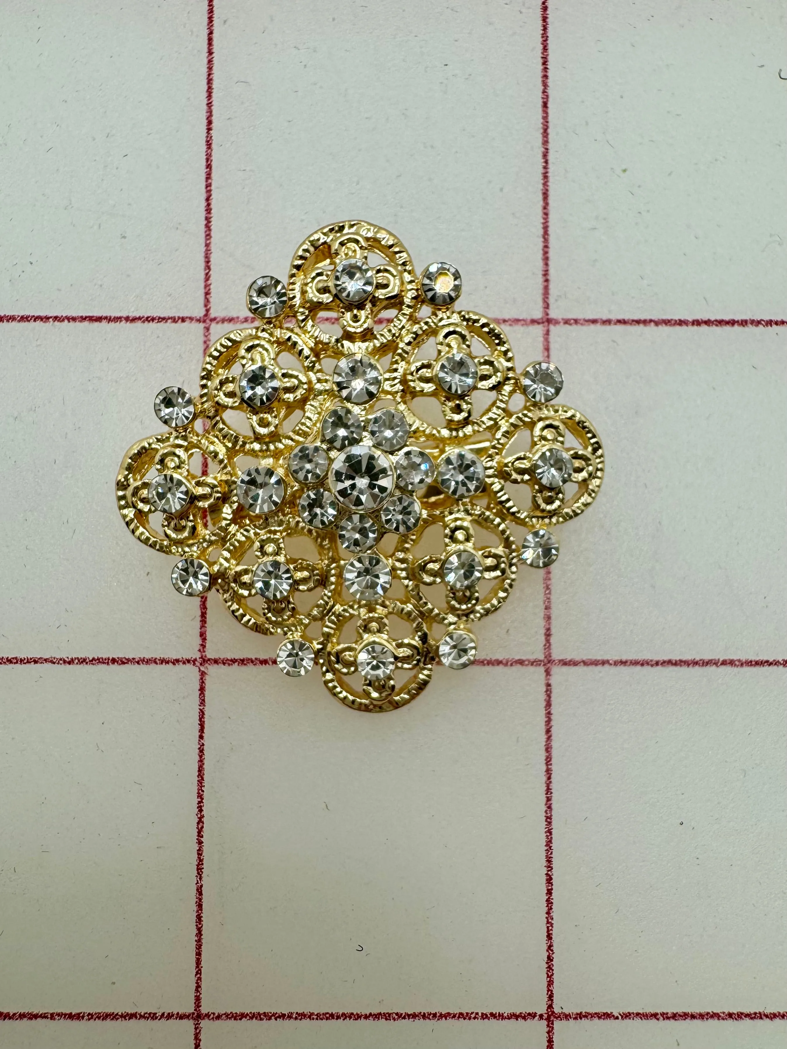 Decorative Gems - Rhinestone Brooch/Tiara Embellishments Crystal and Gold - 1.25-inch