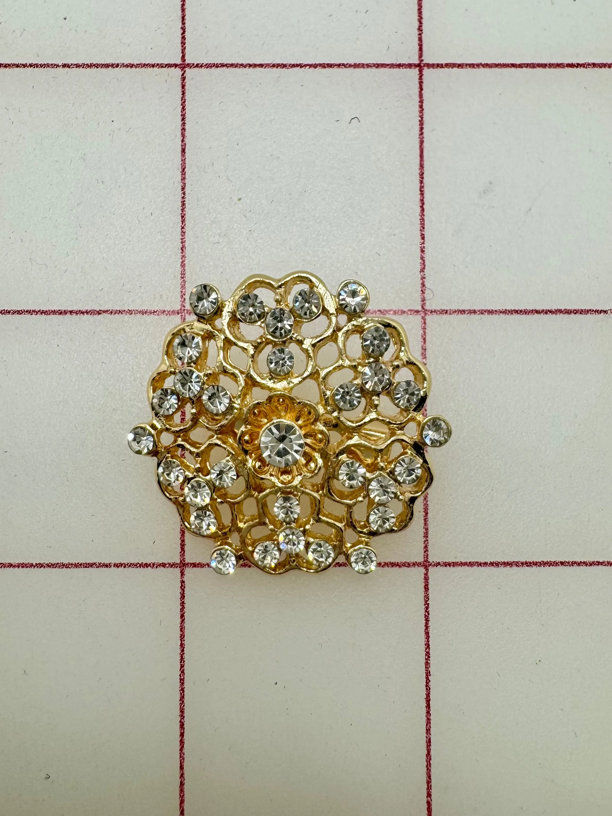 Decorative Gems - Rhinestone Brooch/Tiara Embellishments Crystal and Gold - 1.25-inch