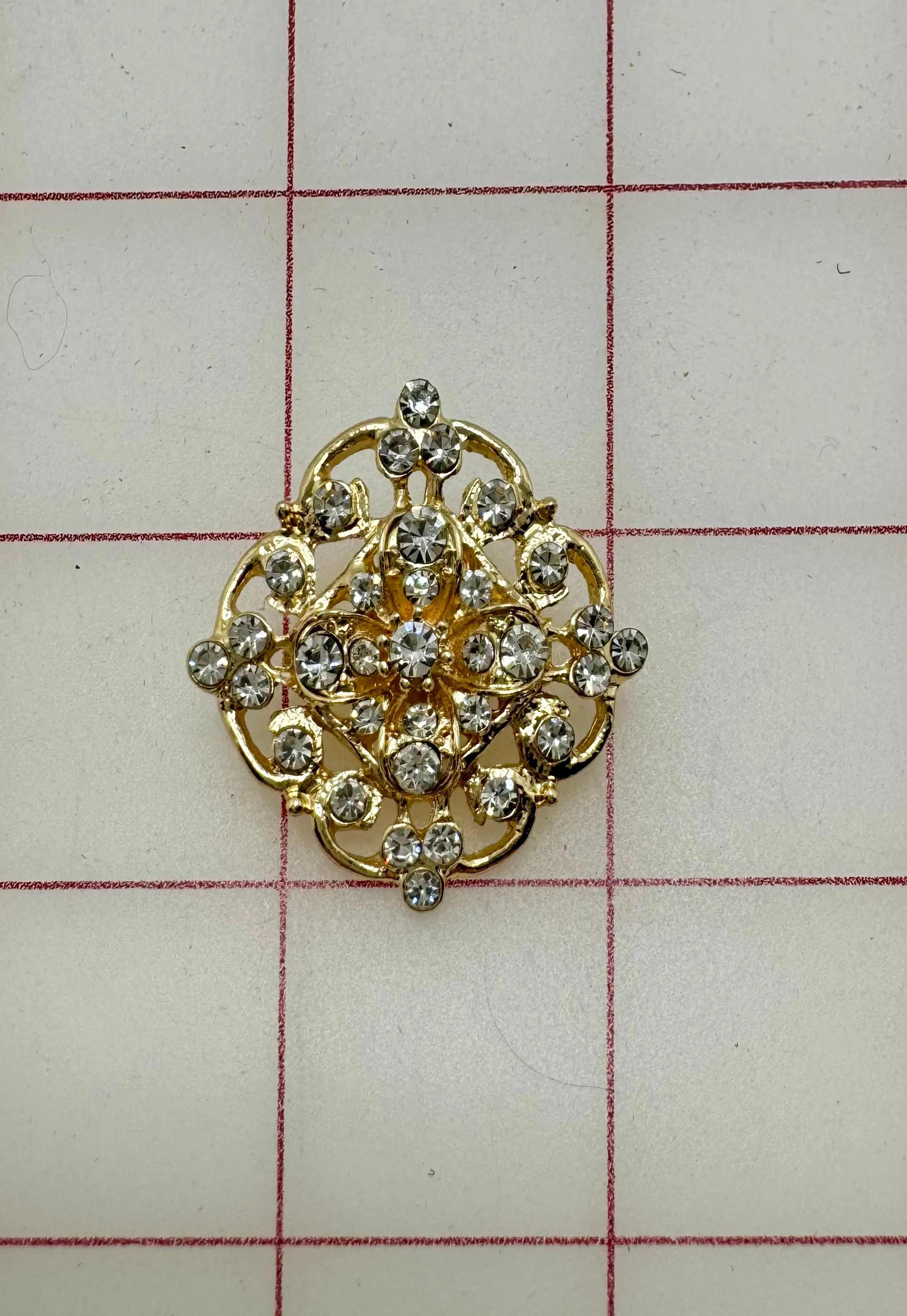 Decorative Gems - Rhinestone Brooch/Tiara Embellishments Crystal and Gold - 1.25-inch