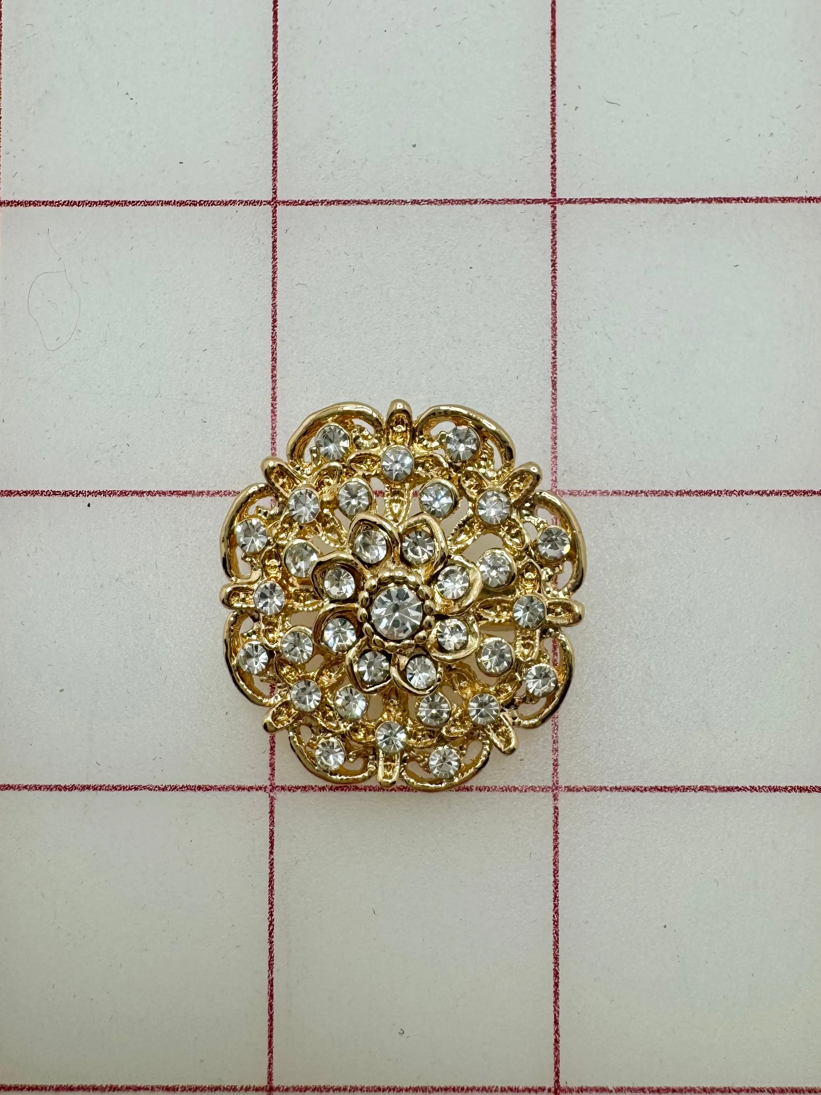 Decorative Gems - Rhinestone Brooch/Tiara Embellishments Crystal and Gold - 1.25-inch