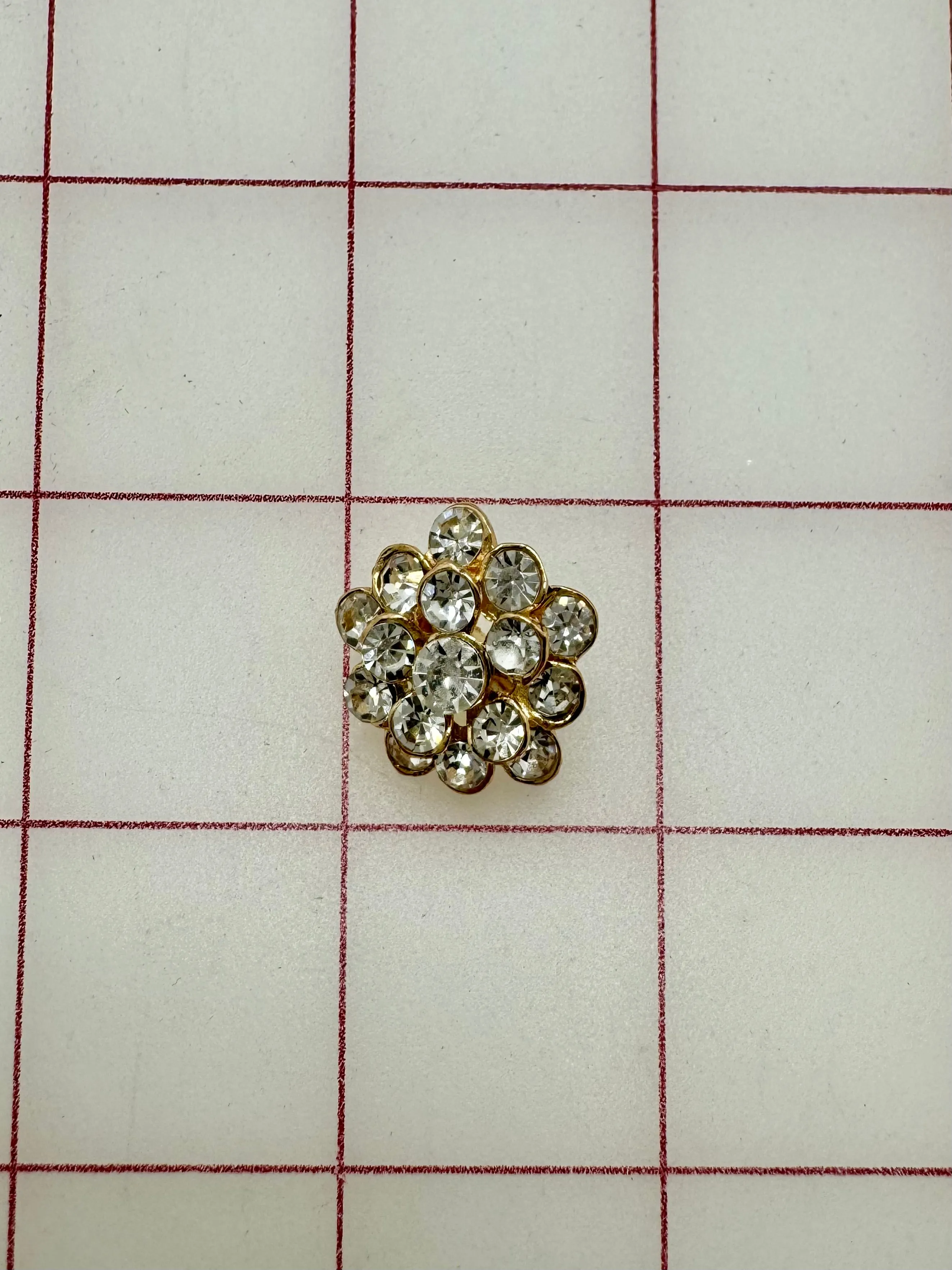 Decorative Gems - Rhinestone Brooch/Tiara Embellishments Crystal and Gold - .75-1-inch