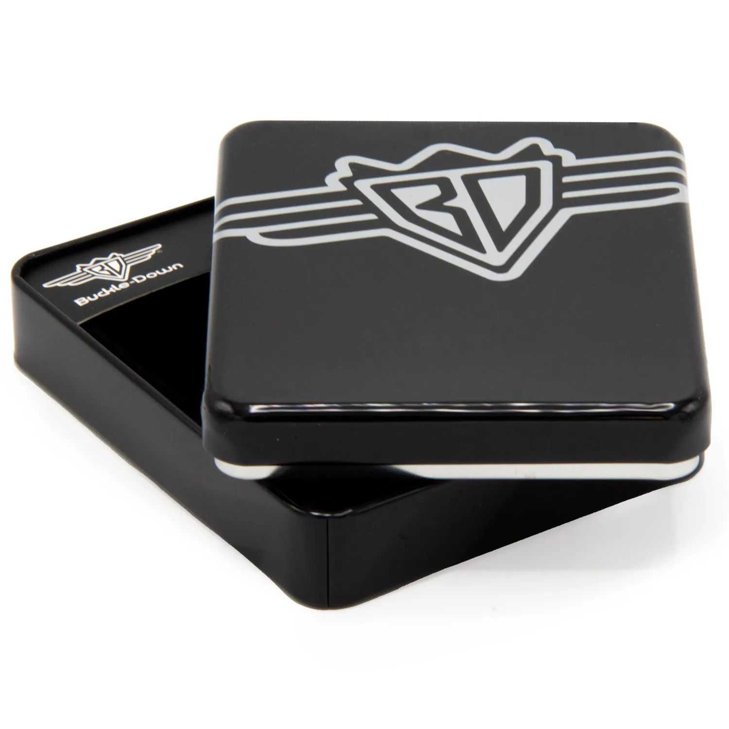 Display Box - Wallet Tin with Tray - Buckle-Down BD Wings Logo Black/Gray