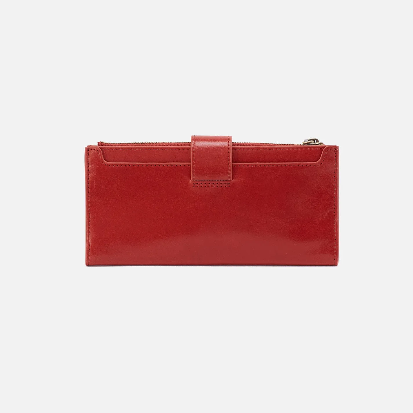 Dunn Continental Wallet In Polished Leather - Brick