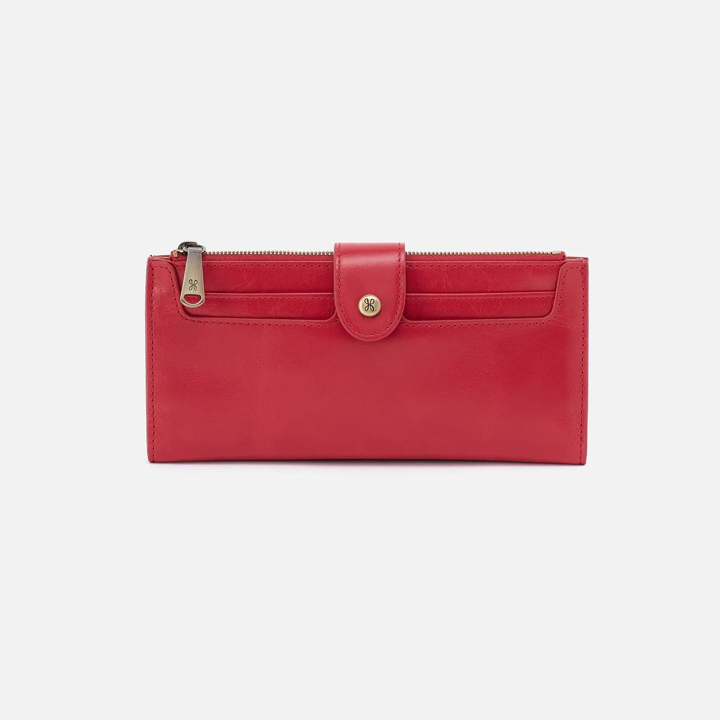 Dunn Continental Wallet In Polished Leather - Hibiscus